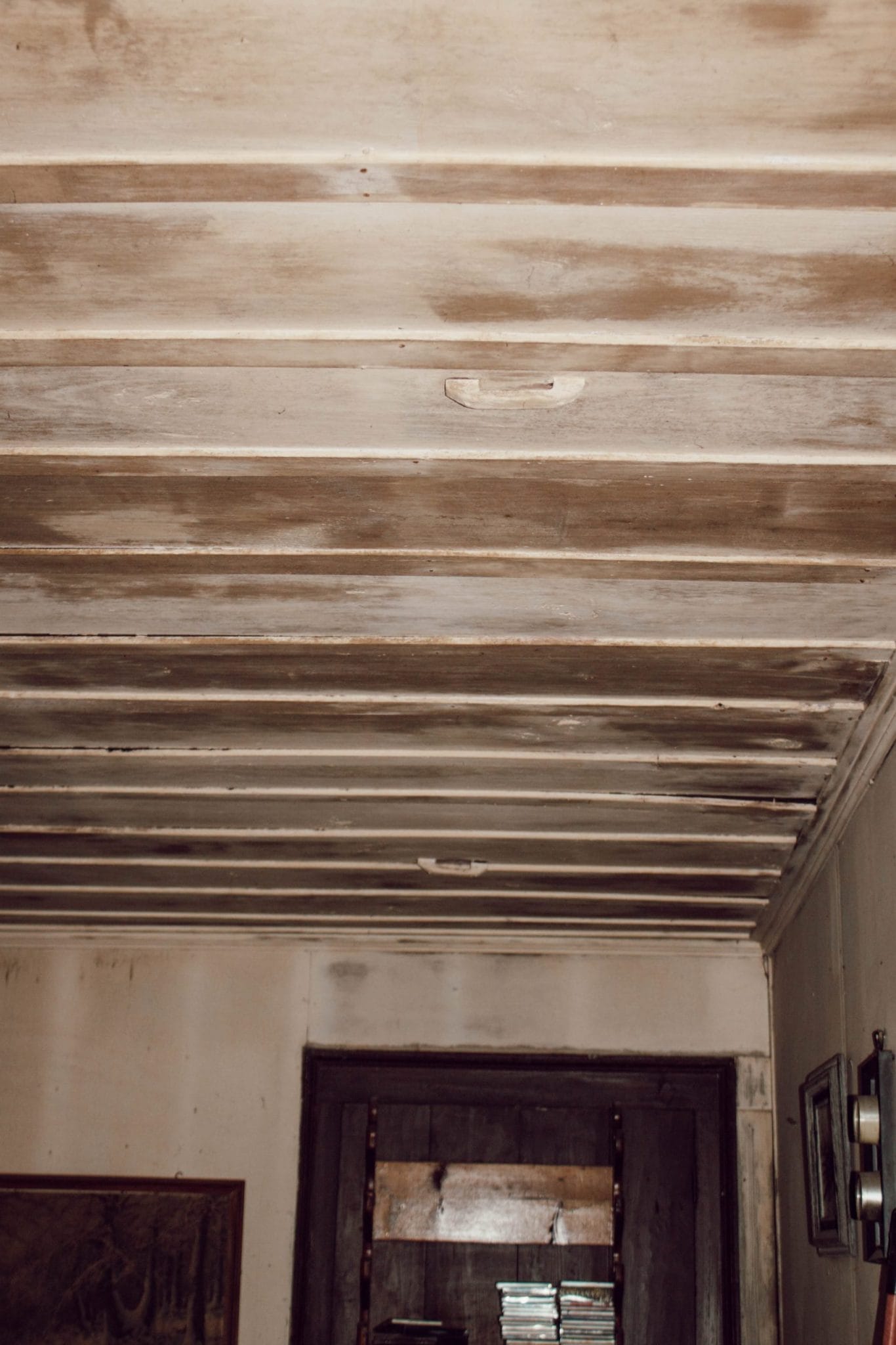 millwork on the ceiling of 1800's NC farmhouse