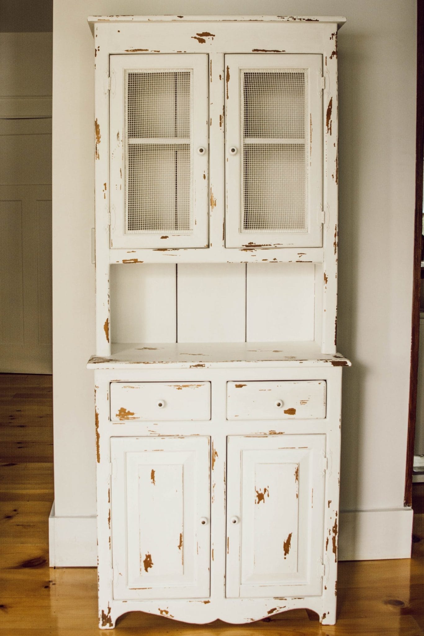 diy chippy painted cabinet by White and Woodgrain