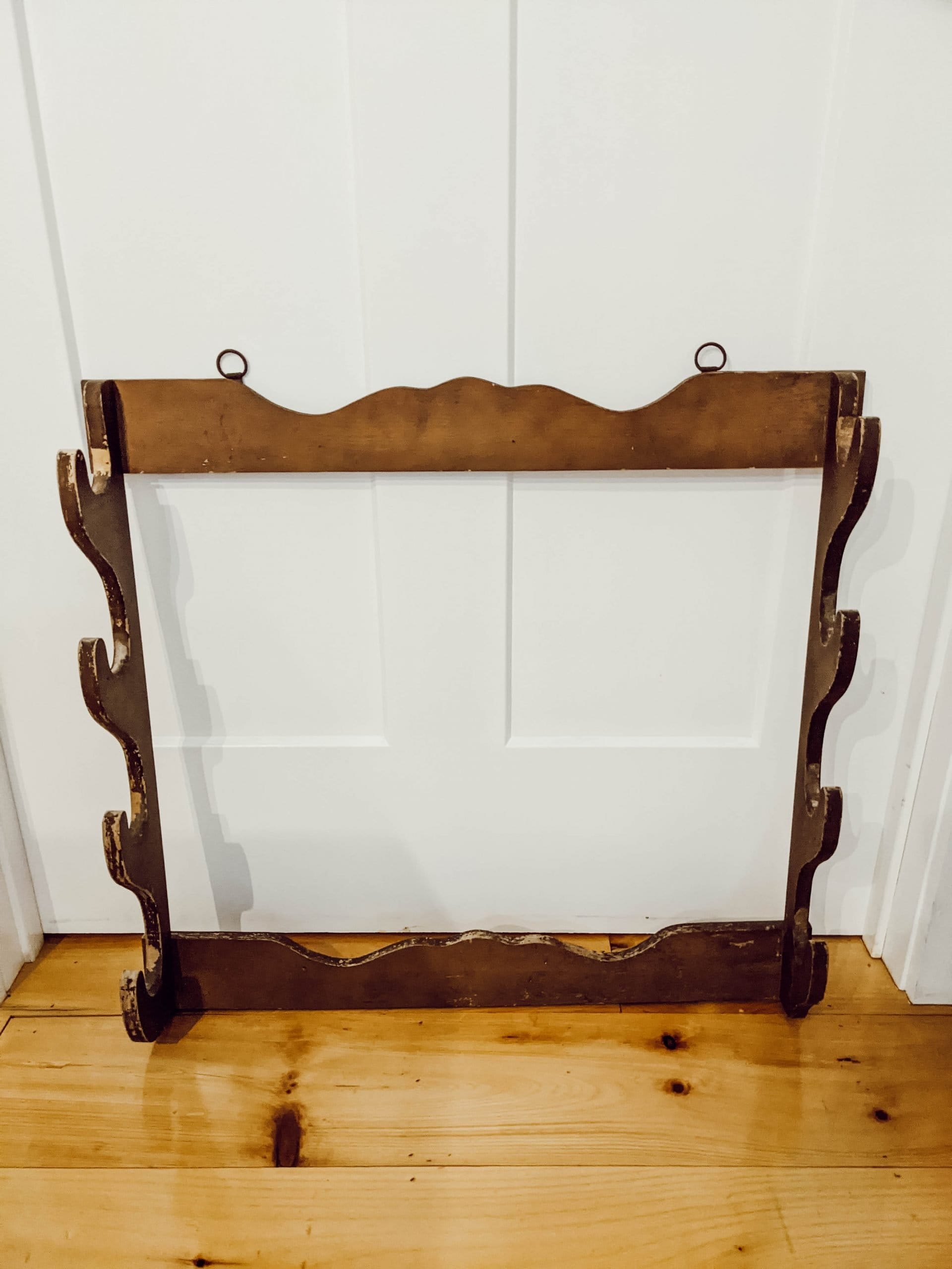 vintage hanging wood gun rack