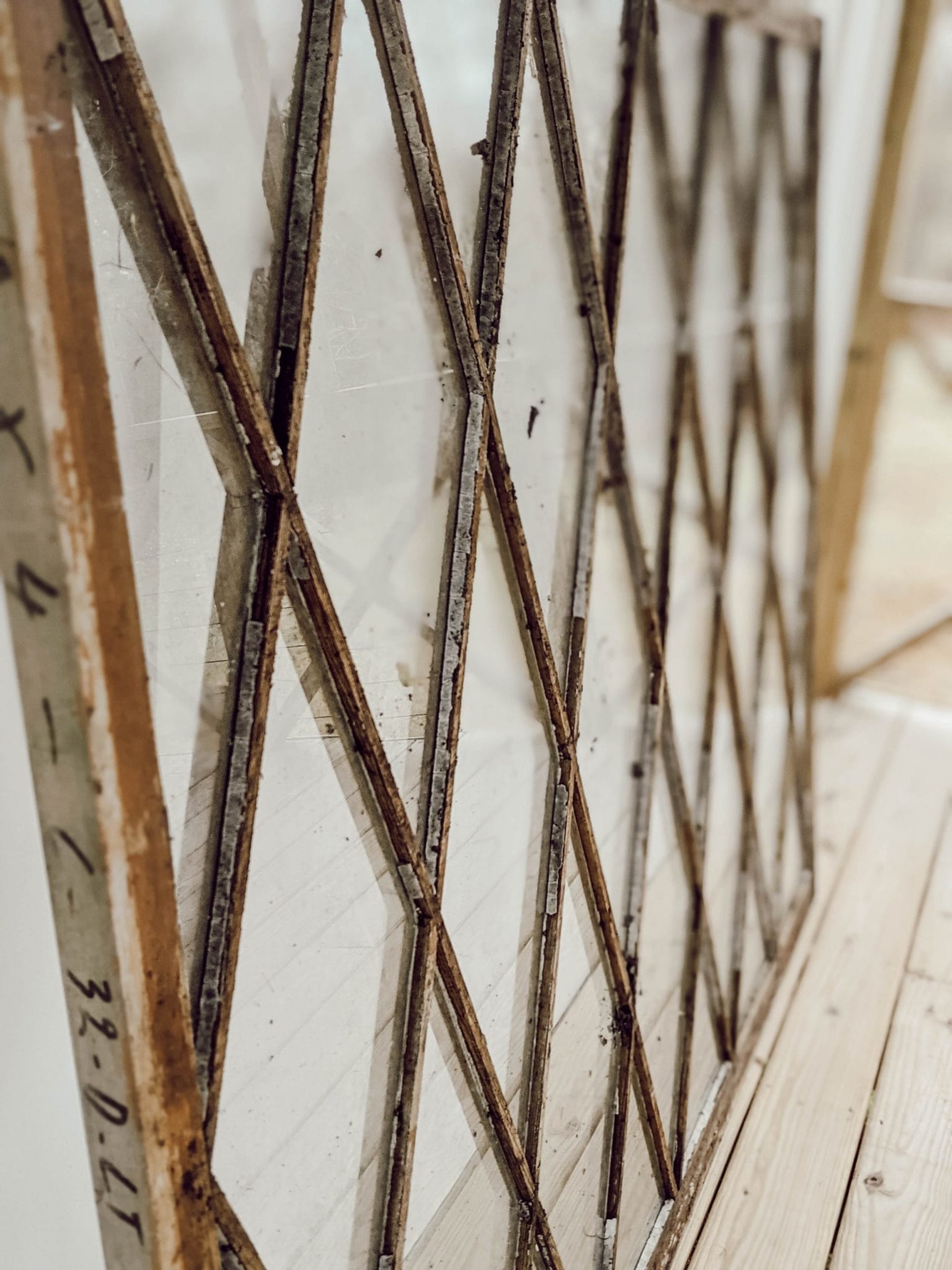 diamond paned wood window