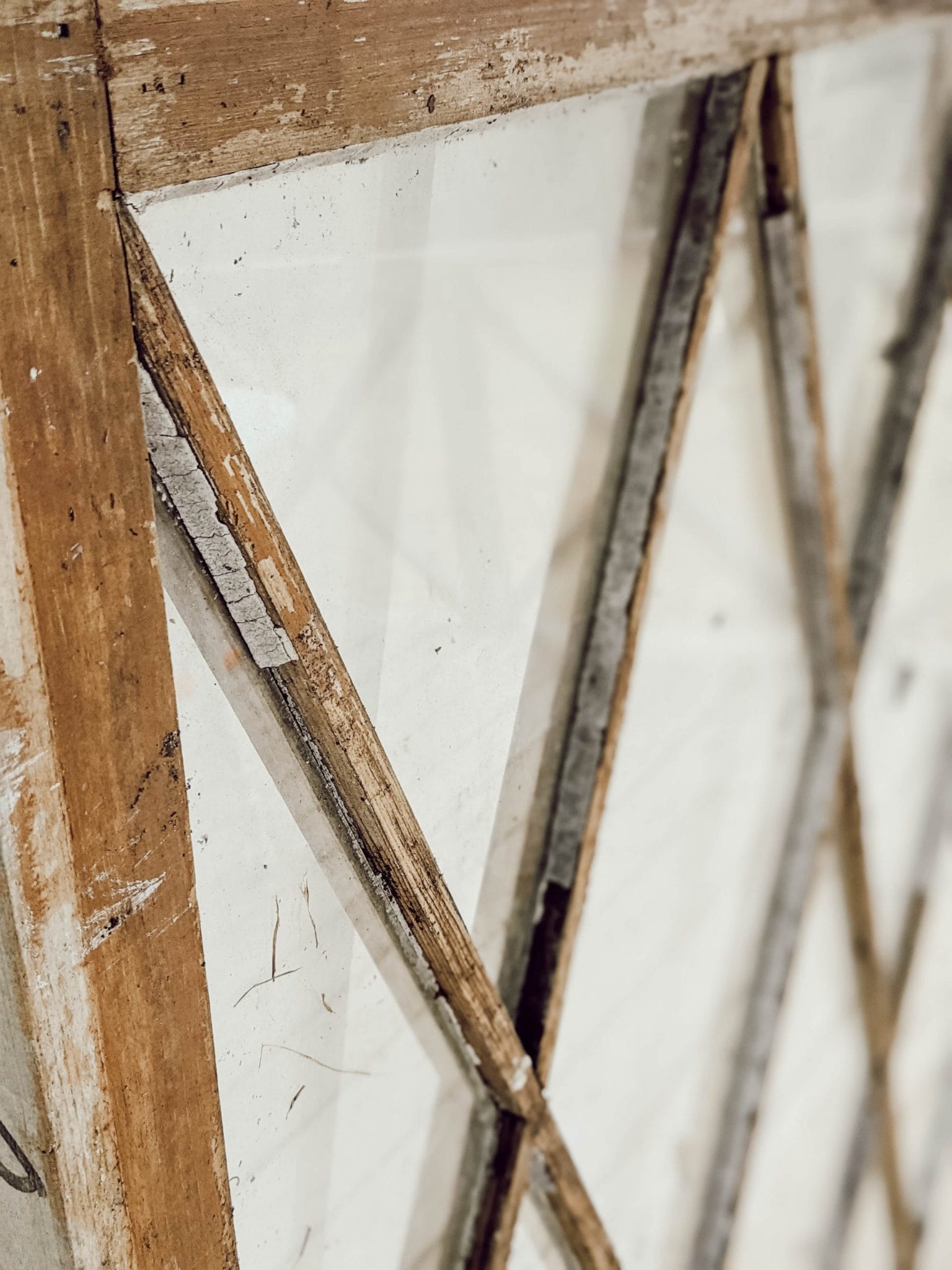 diamond paned wood window