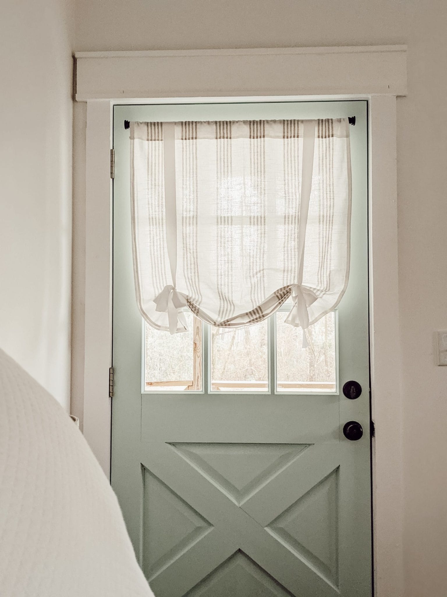 white cottage window treatments for exterior doors