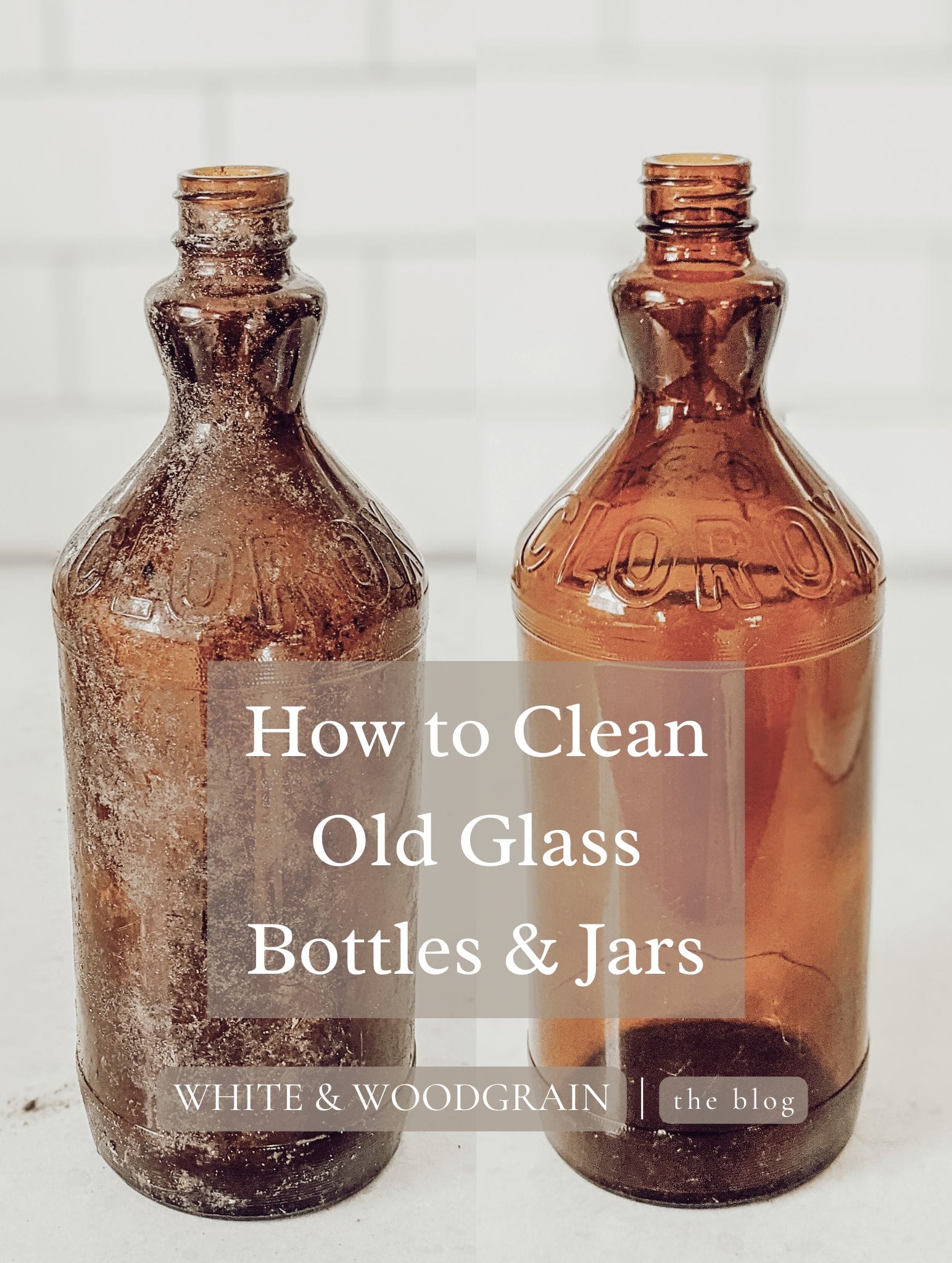 how to clean old amber glass clorox bottles and vintage glass bottles with narrow openings