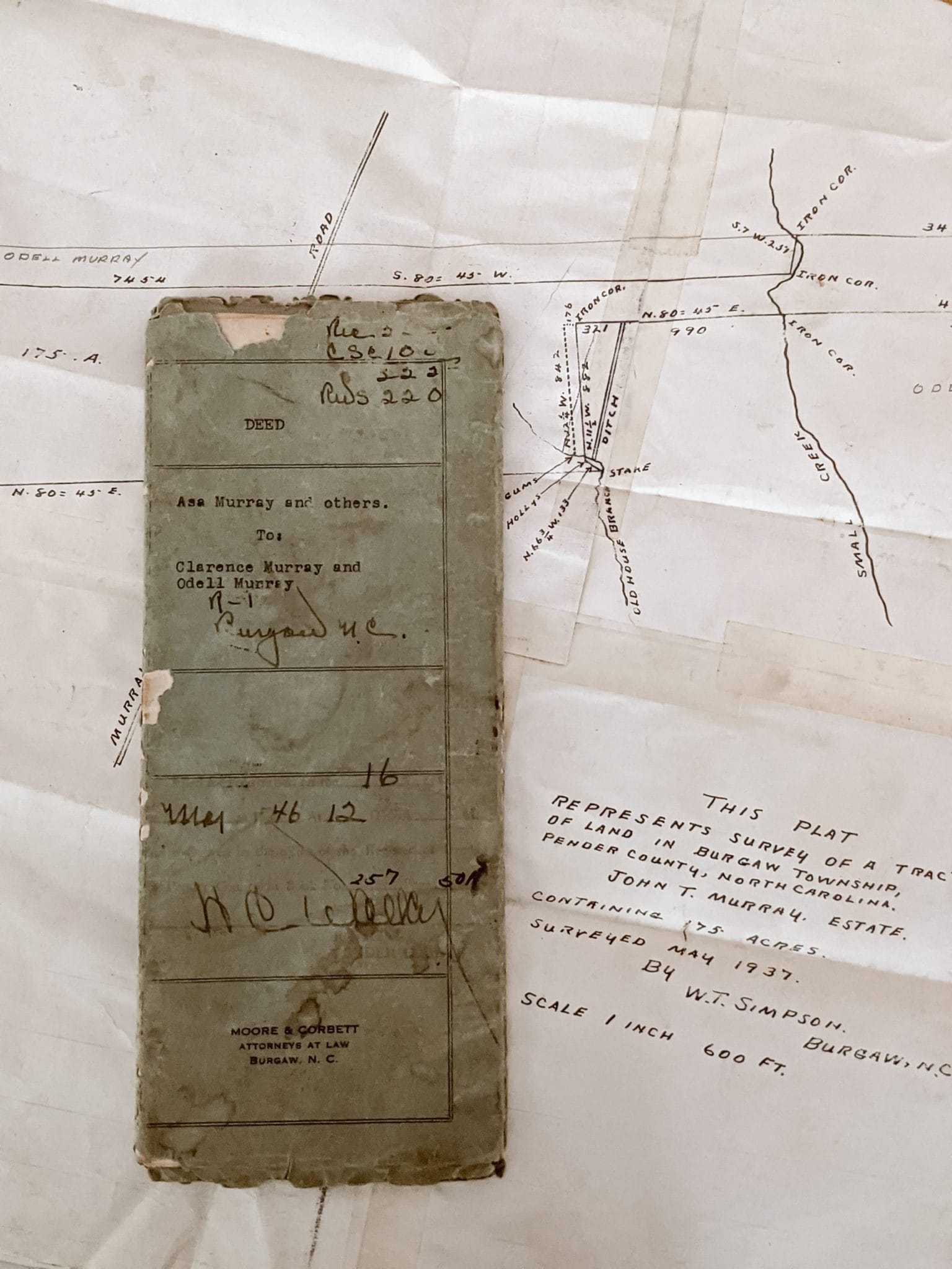 old survey and deed to the farm