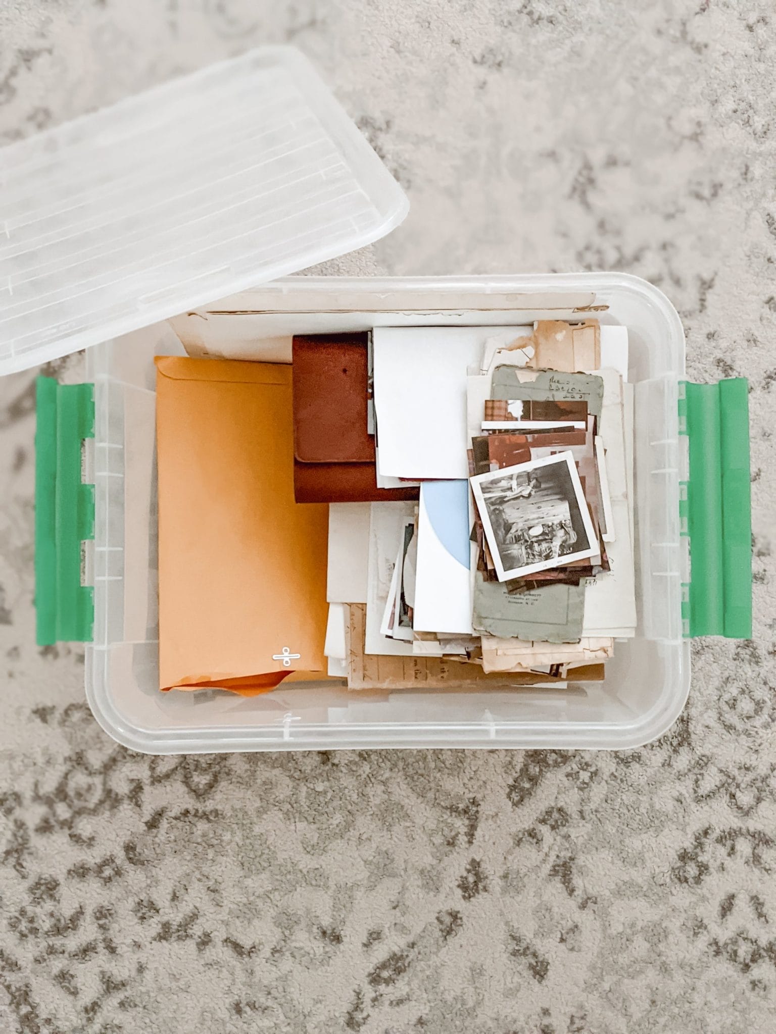 storage bin of old family photos
