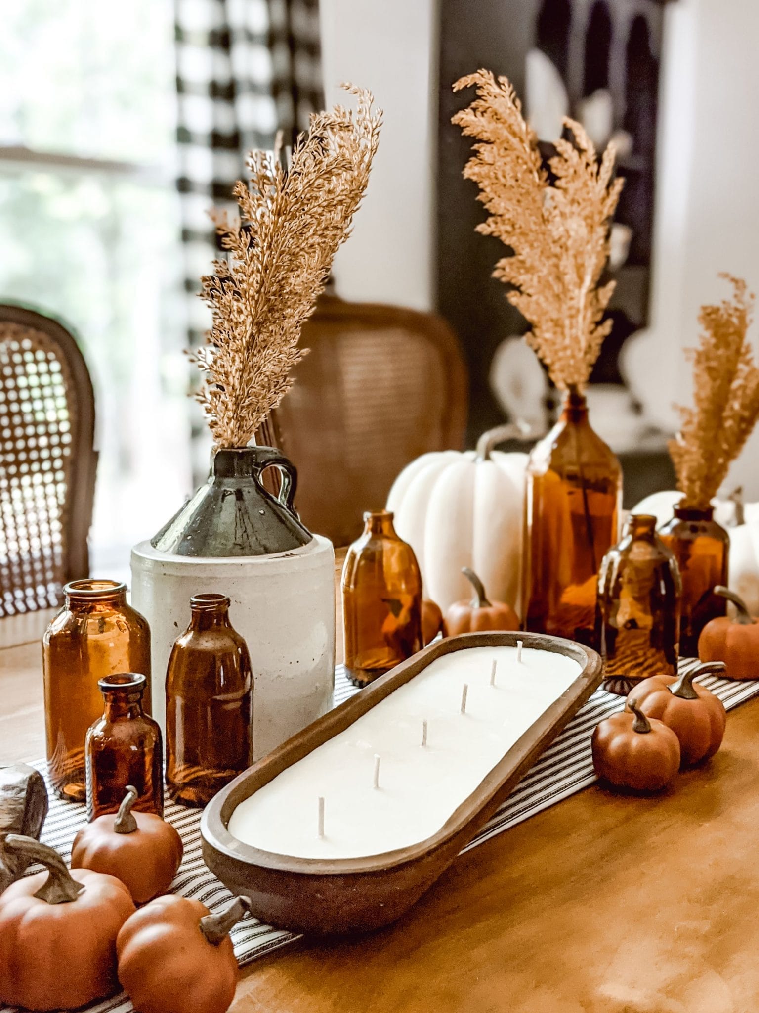 dough bowl candle in fall centerpiece