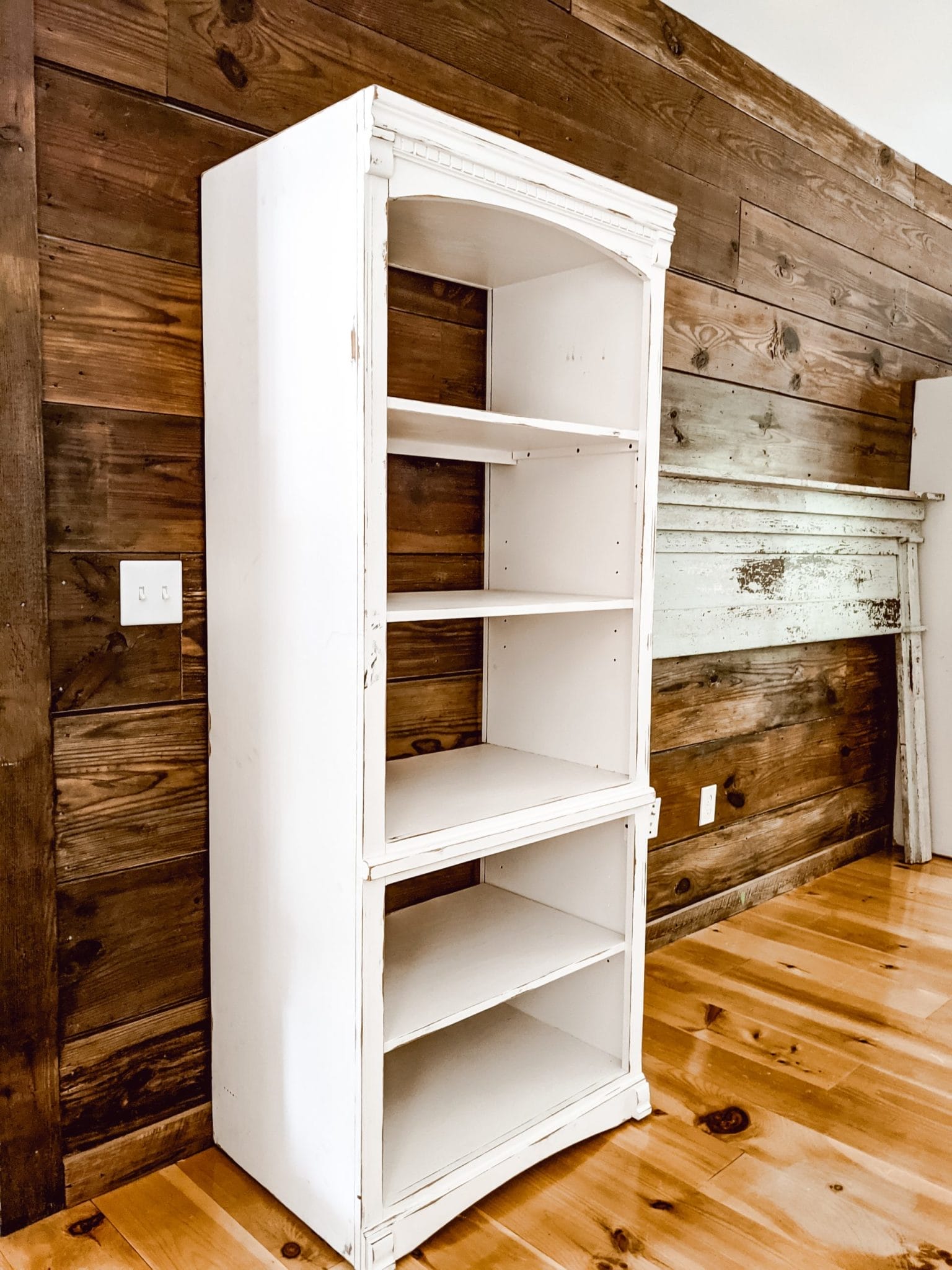 chippy white farmhouse shelf