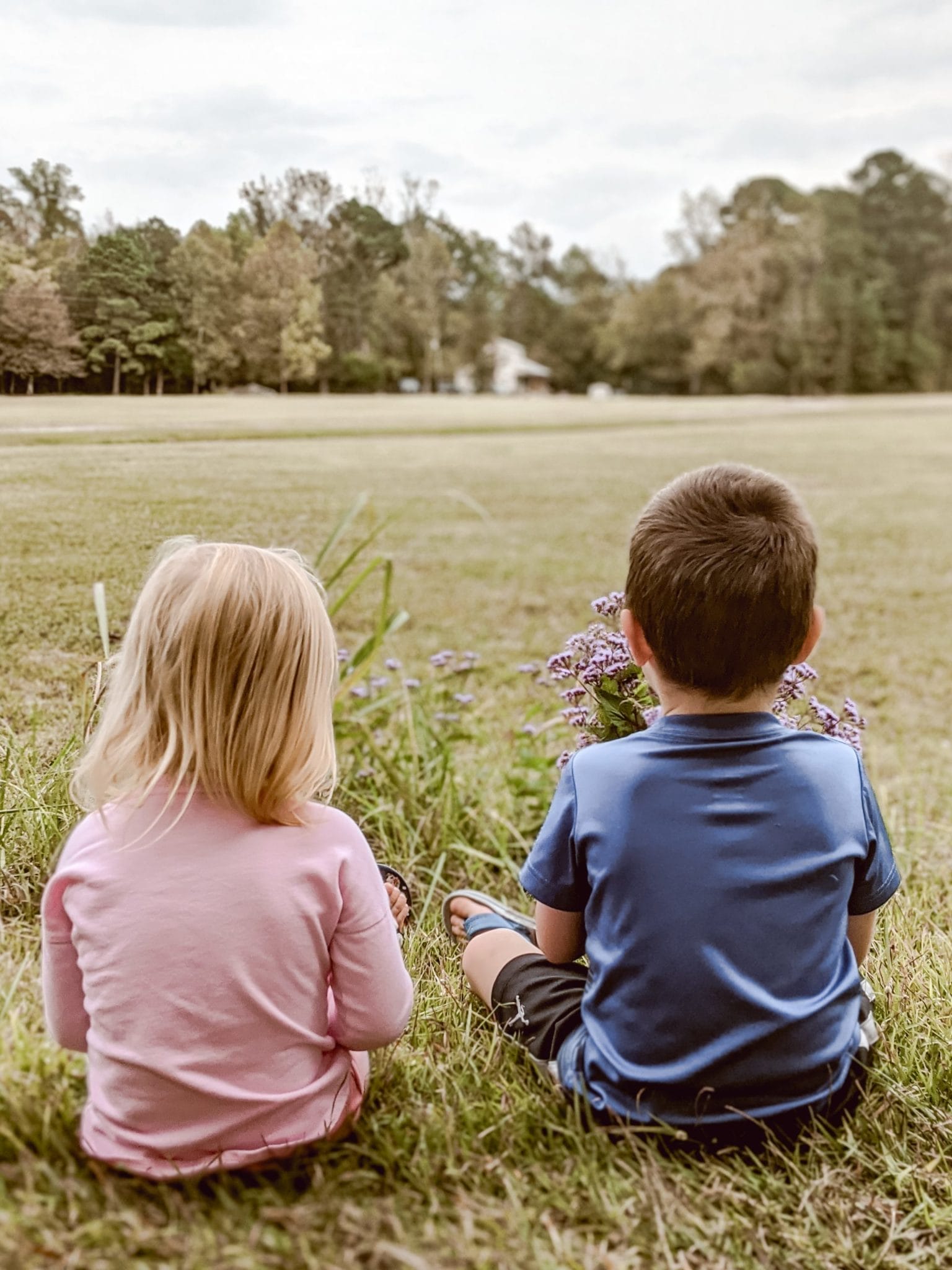 my kids looking over the fields