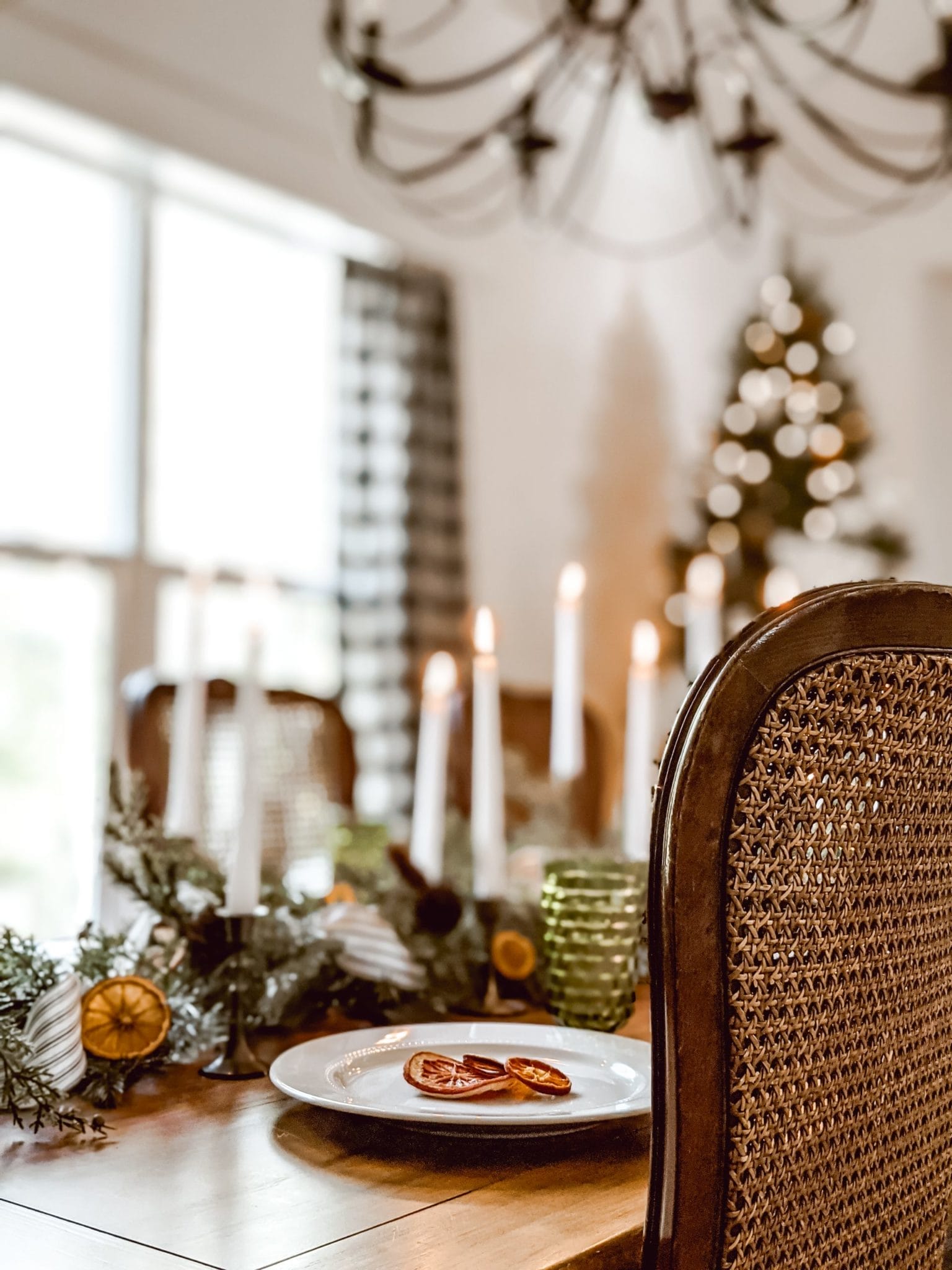 back of antique caned chair