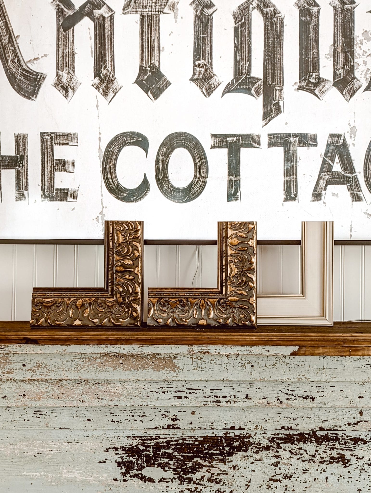 samples from Deco TV Frames in Tuscan Antique Gold, Tuscan Gold, and Antique White