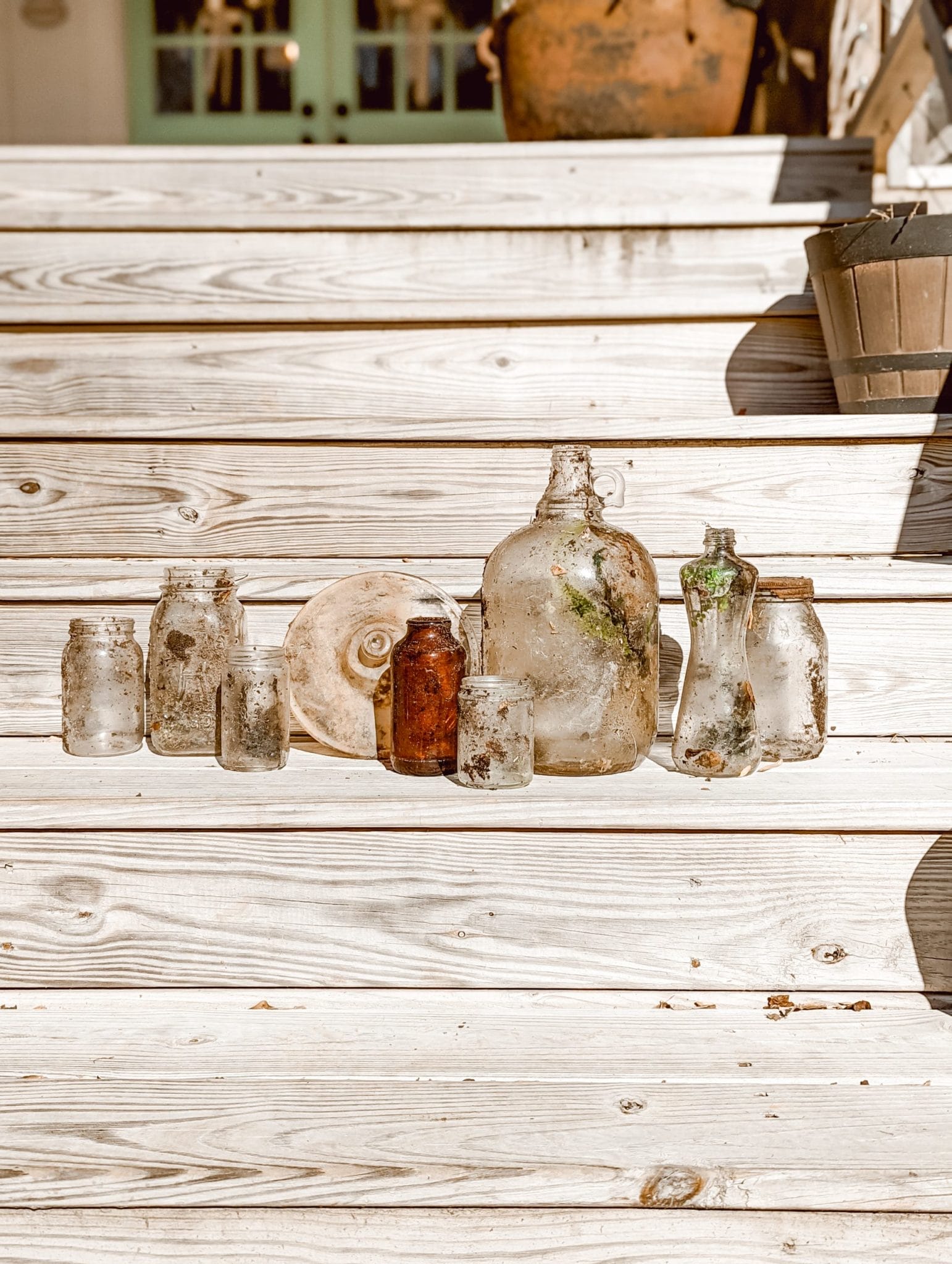 glass jars from old farm trash dump