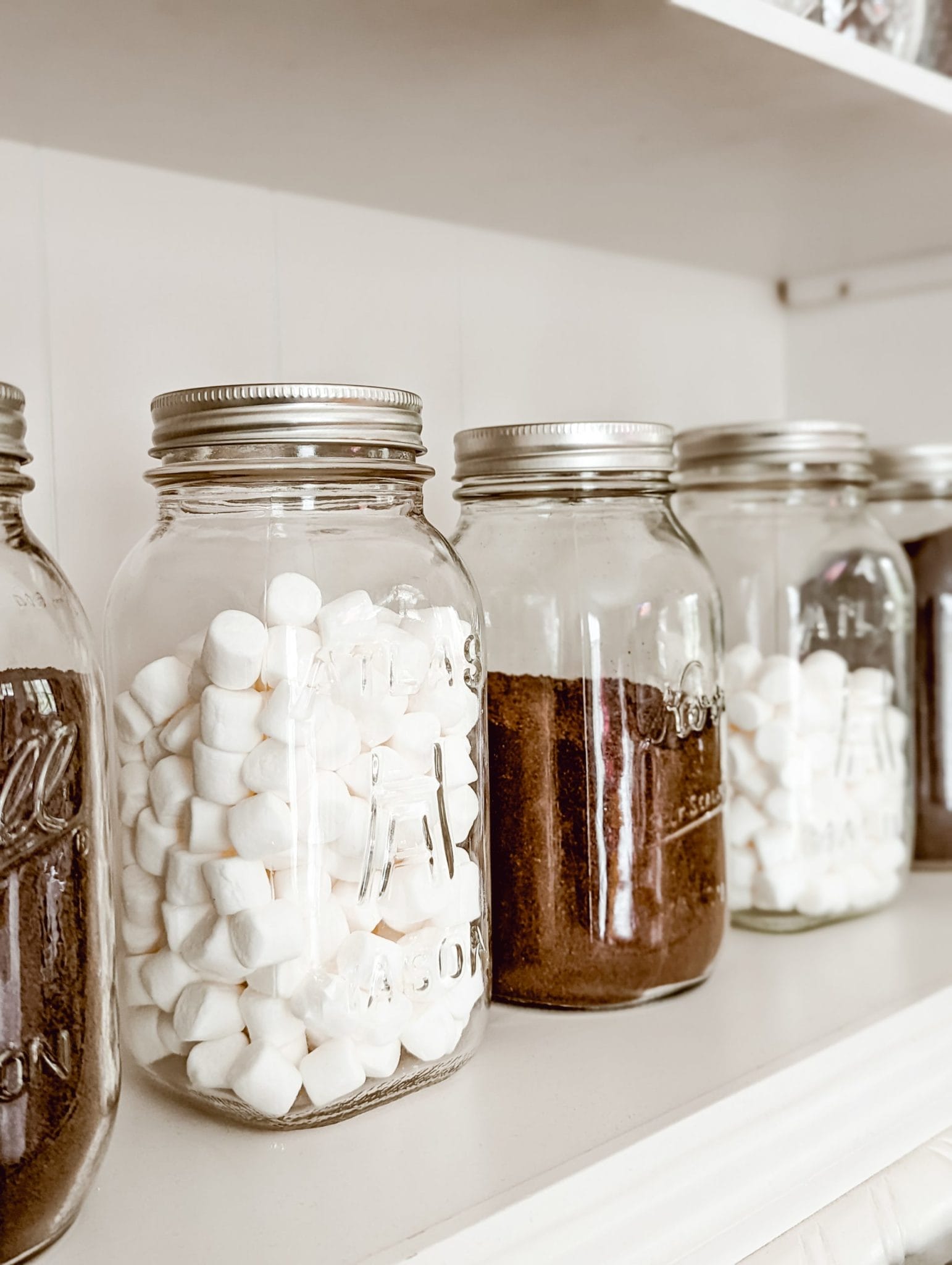 mason jars for coffee and marshmallow storage