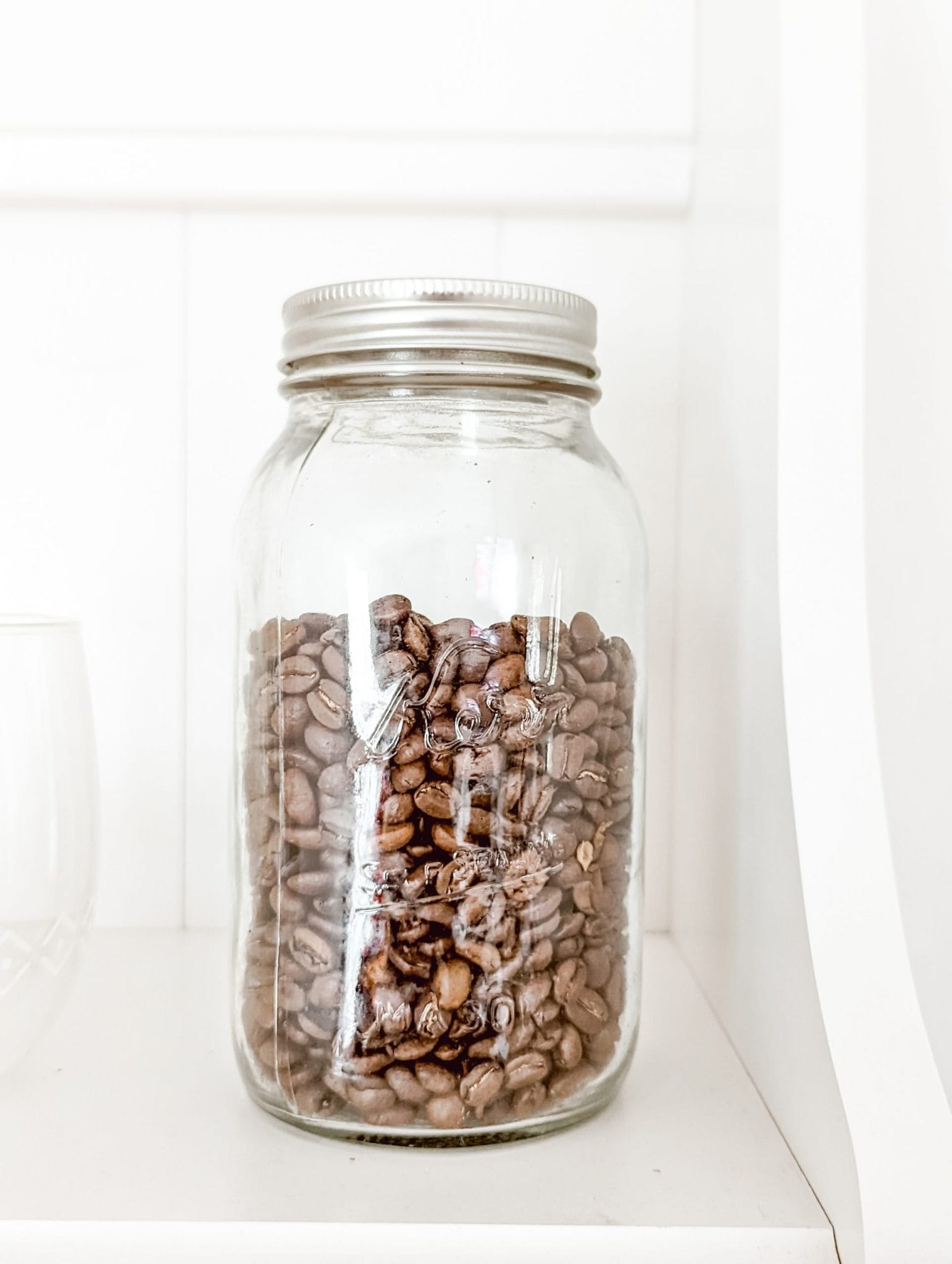 kerr mason jar with coffee beans
