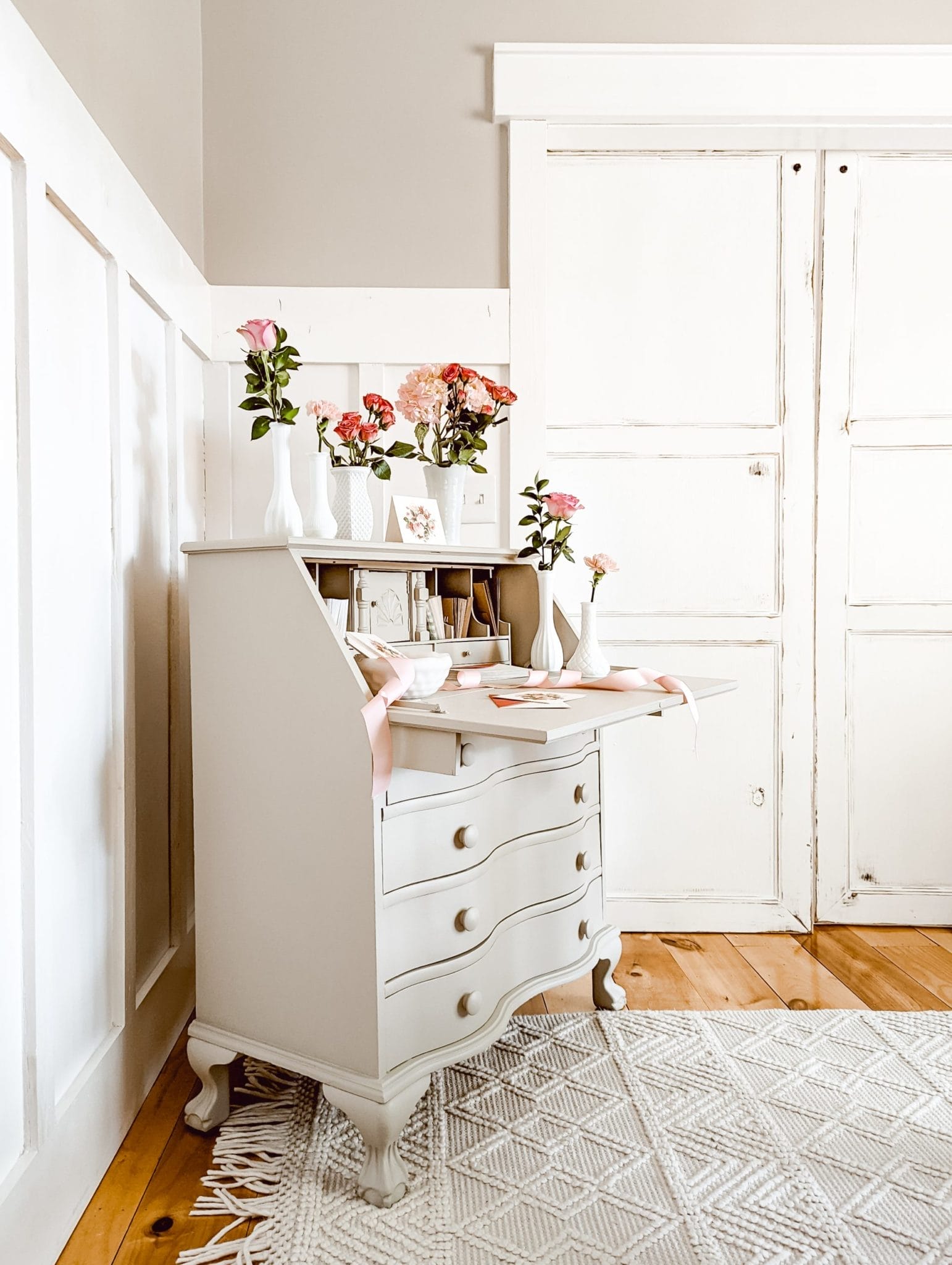 cottage style painted secretary desk