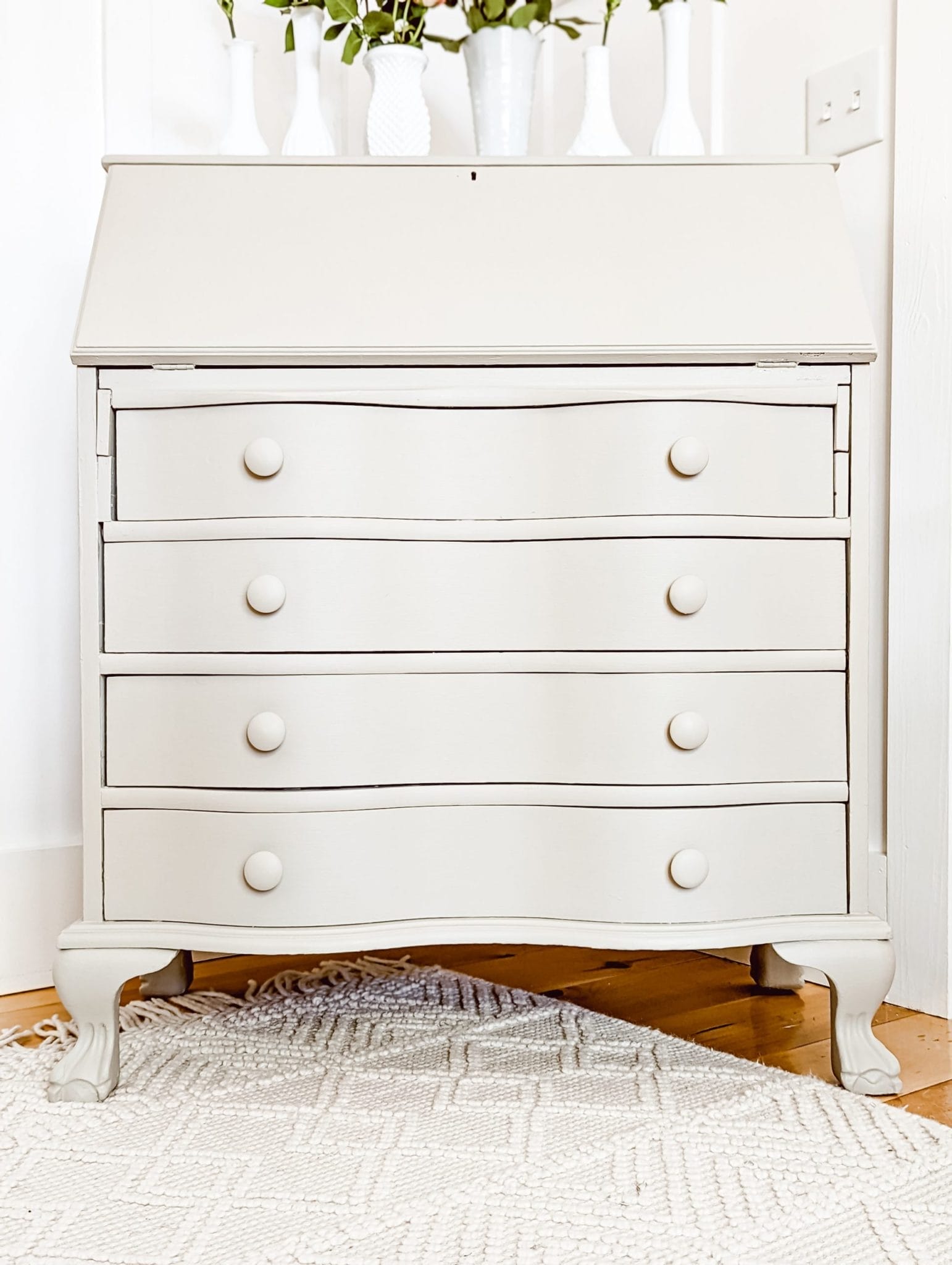 wooden clawfoot secretary desk in fusion mineral putty