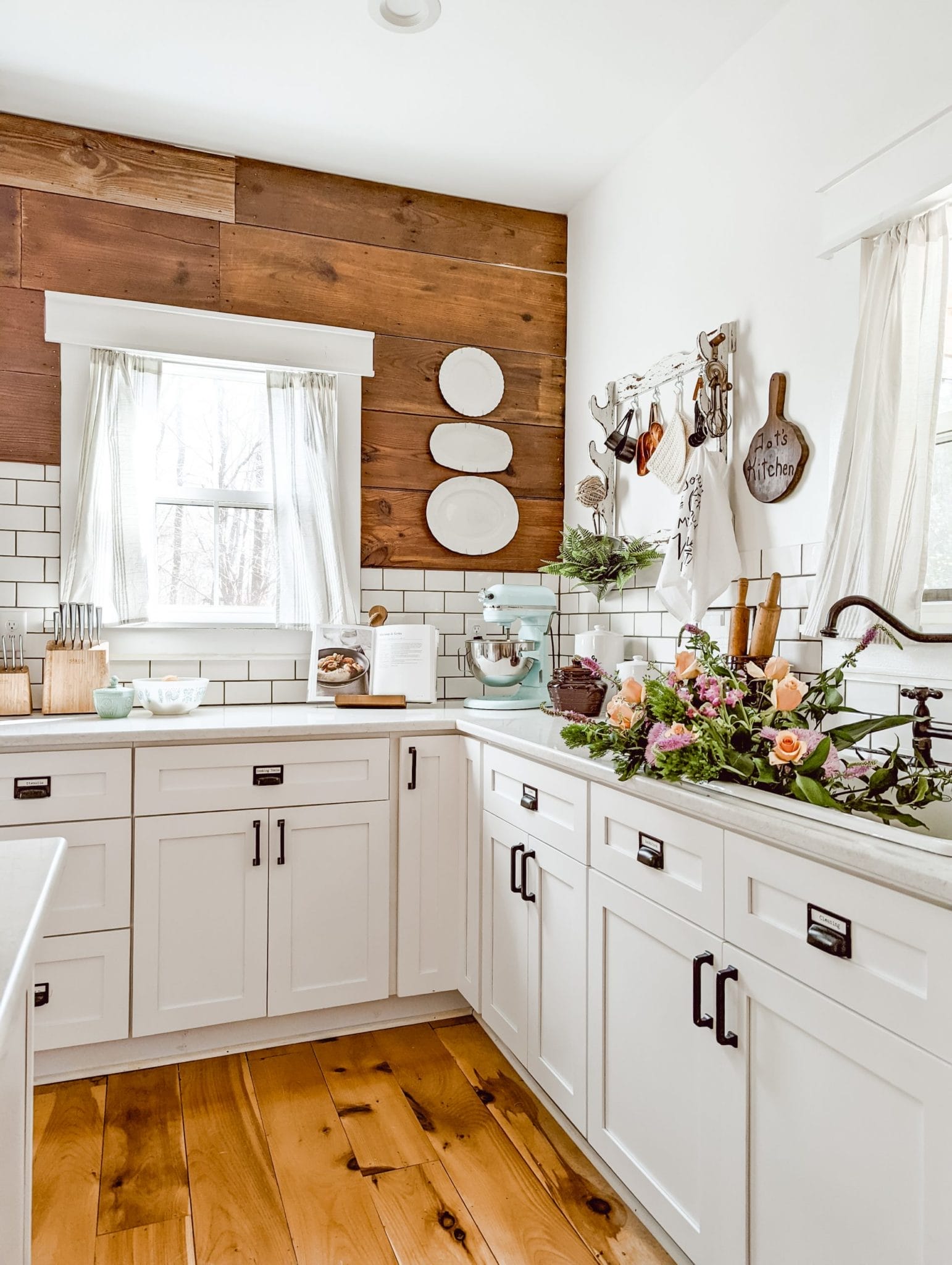 bring spring into the kitchen with fresh flowers