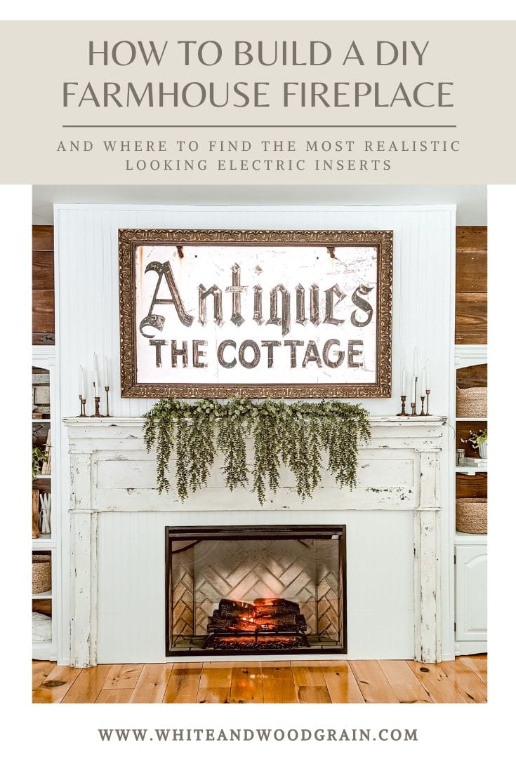 how to build a DIY farmhouse fireplace for an electric insert - and where to find the most realistic looking electric inserts