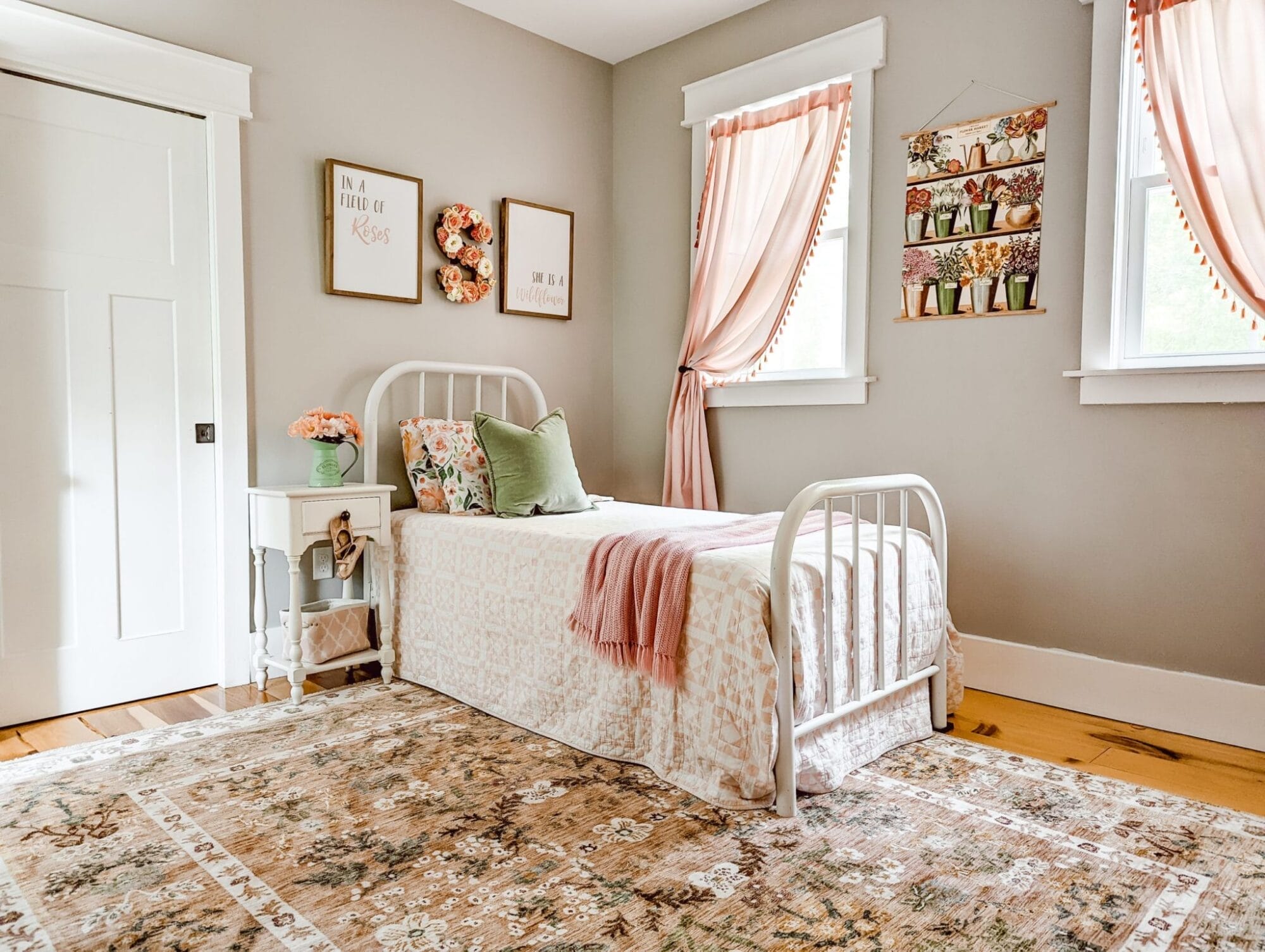 vintage pink rug from Rifle Paper Co