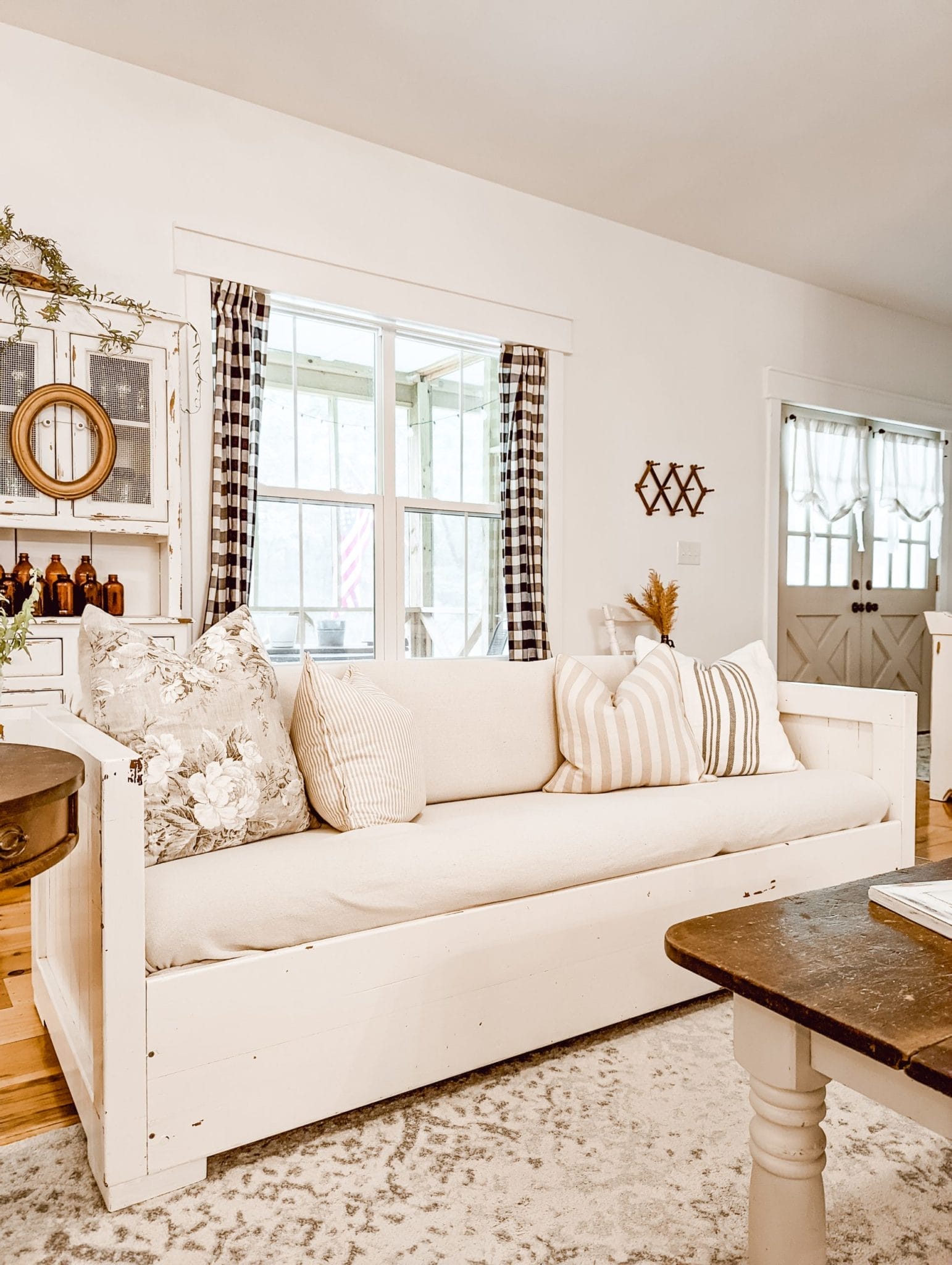 dropcloth linen sofa cover as a makeshift slipcover