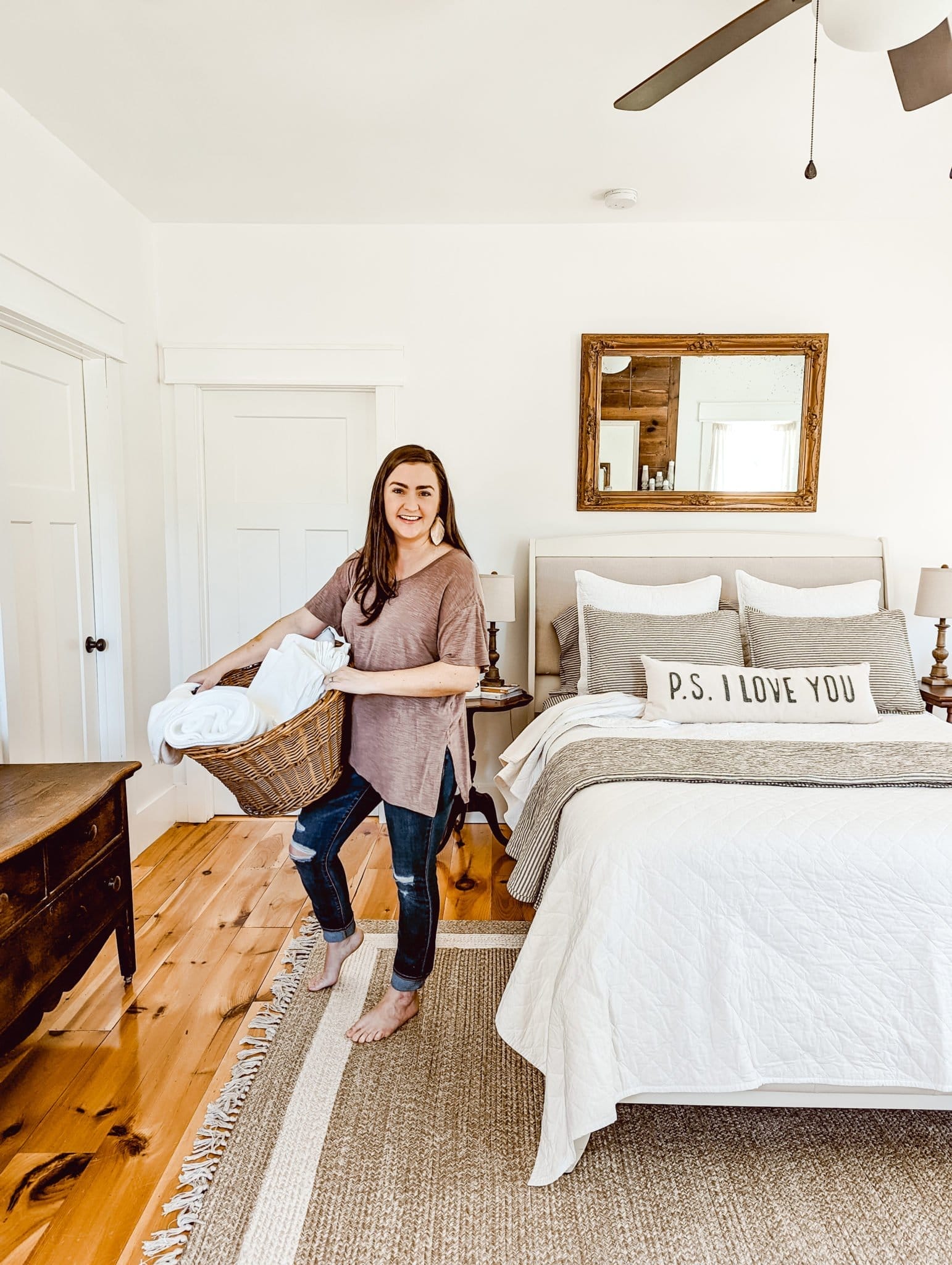 spring cleaning and refreshing our bed with new cotton linens from Red Land Cotton