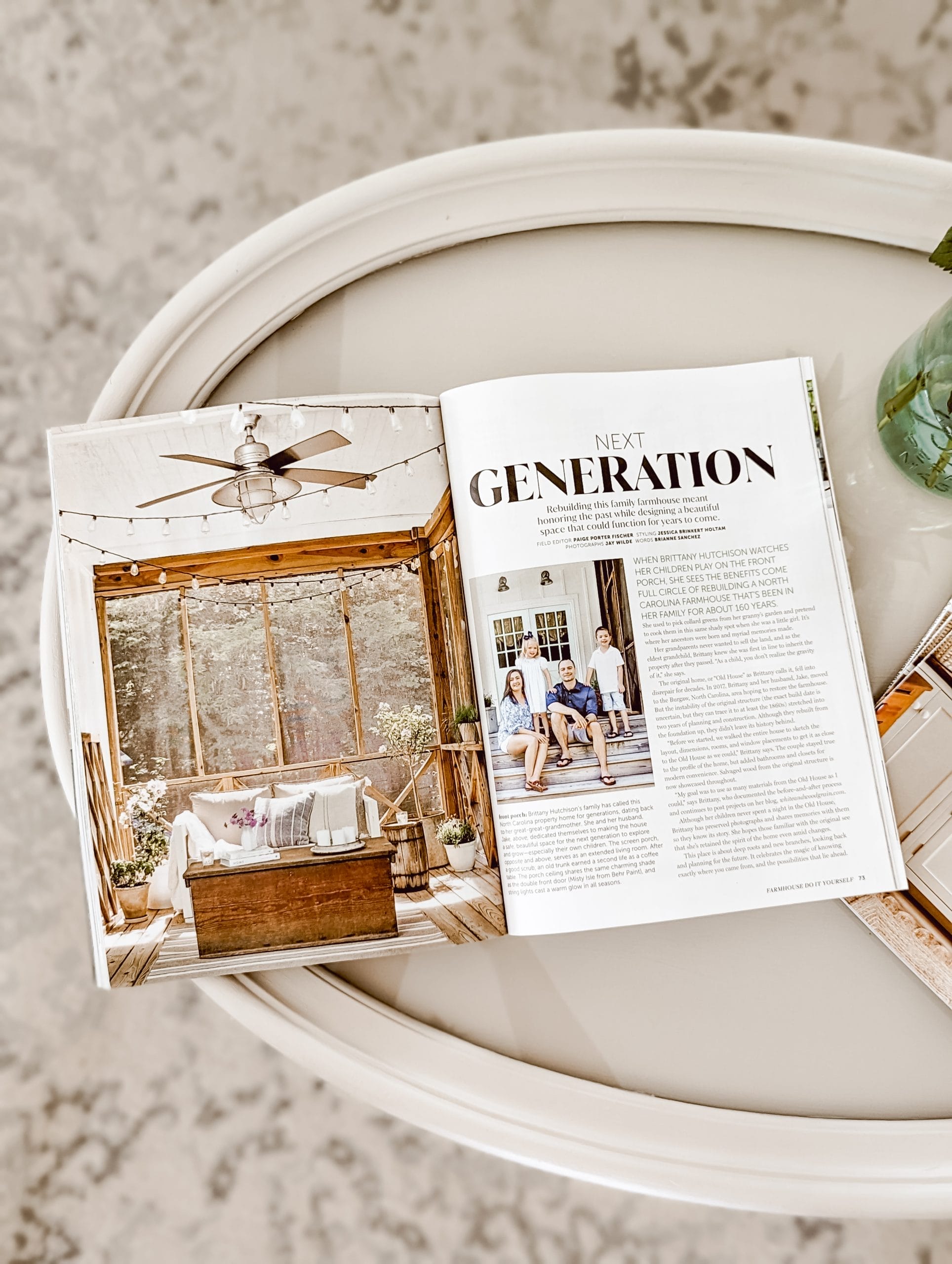 NC Blogger Brittany Hutchison and White and Woodgrain's feature in Better Homes & Gardens Farmhouse Do It Yourself Magazine for 2023
