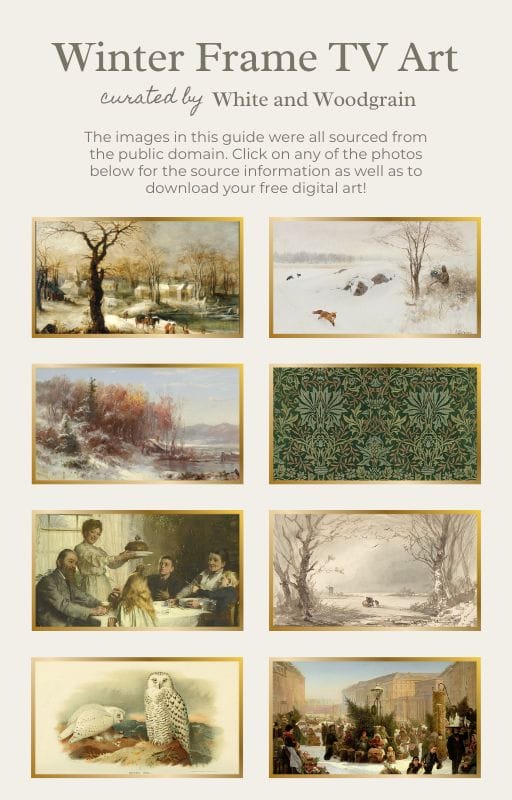 winter frame tv art - curated by White and Woodgrain