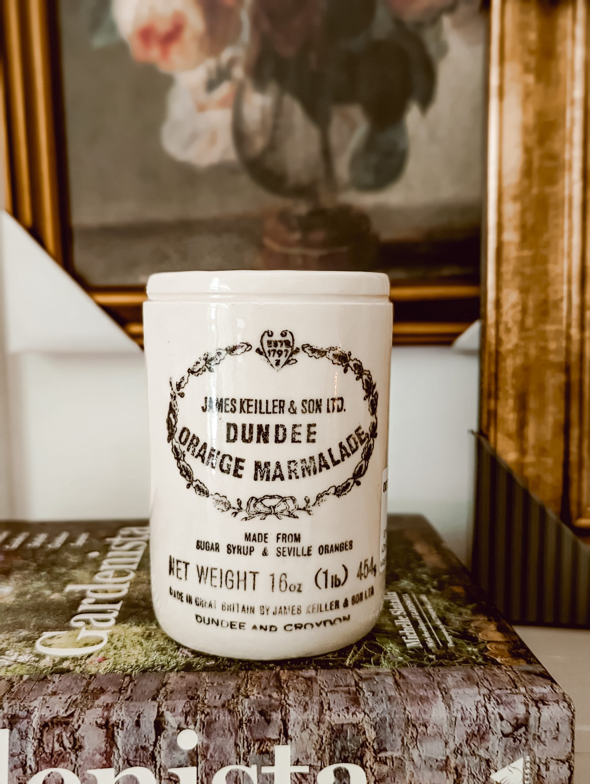 vintage james keiller & son ltd. dundee orange marmalade jar pottery made in England