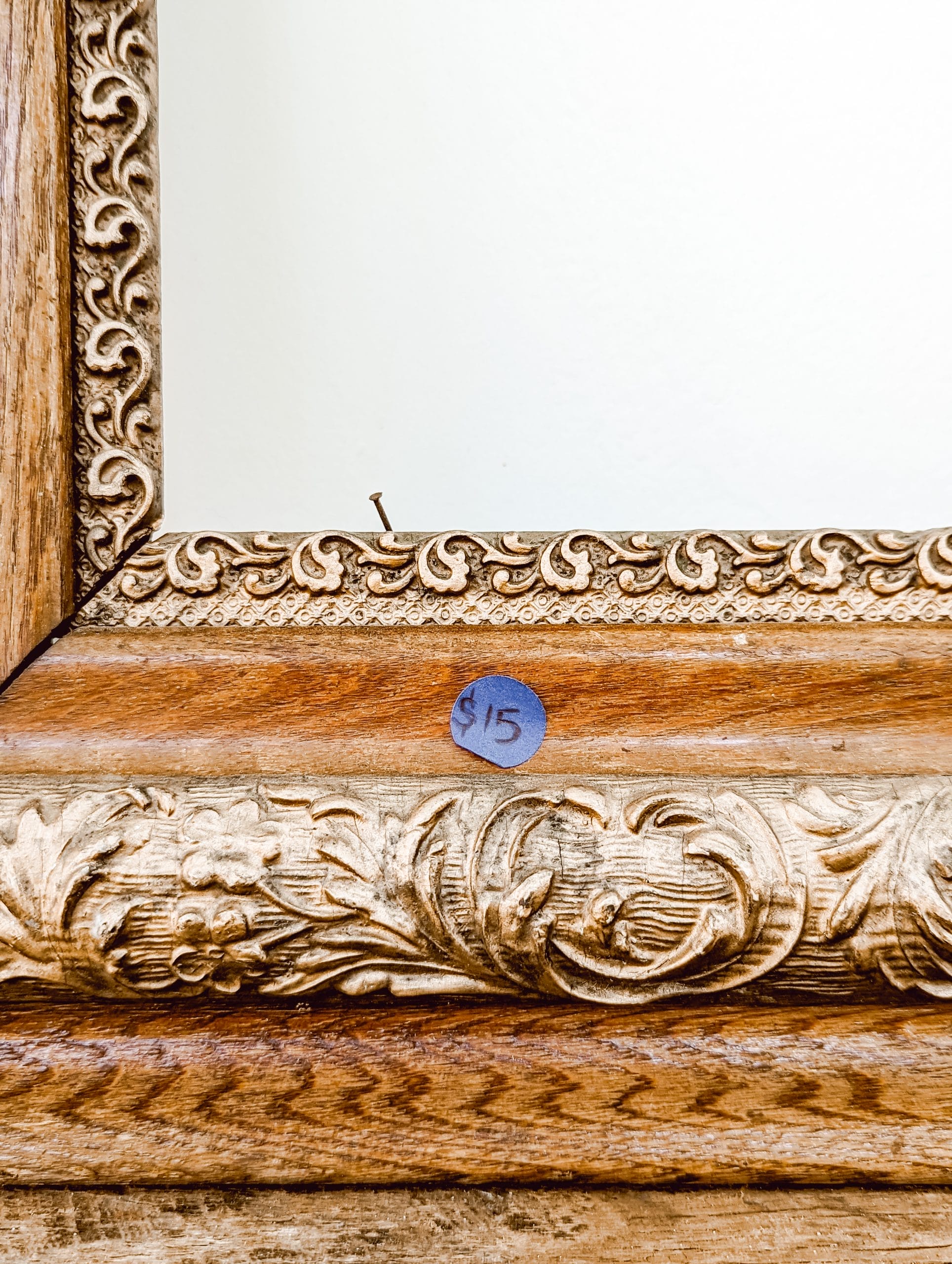 antique wood frame with gold trim detail