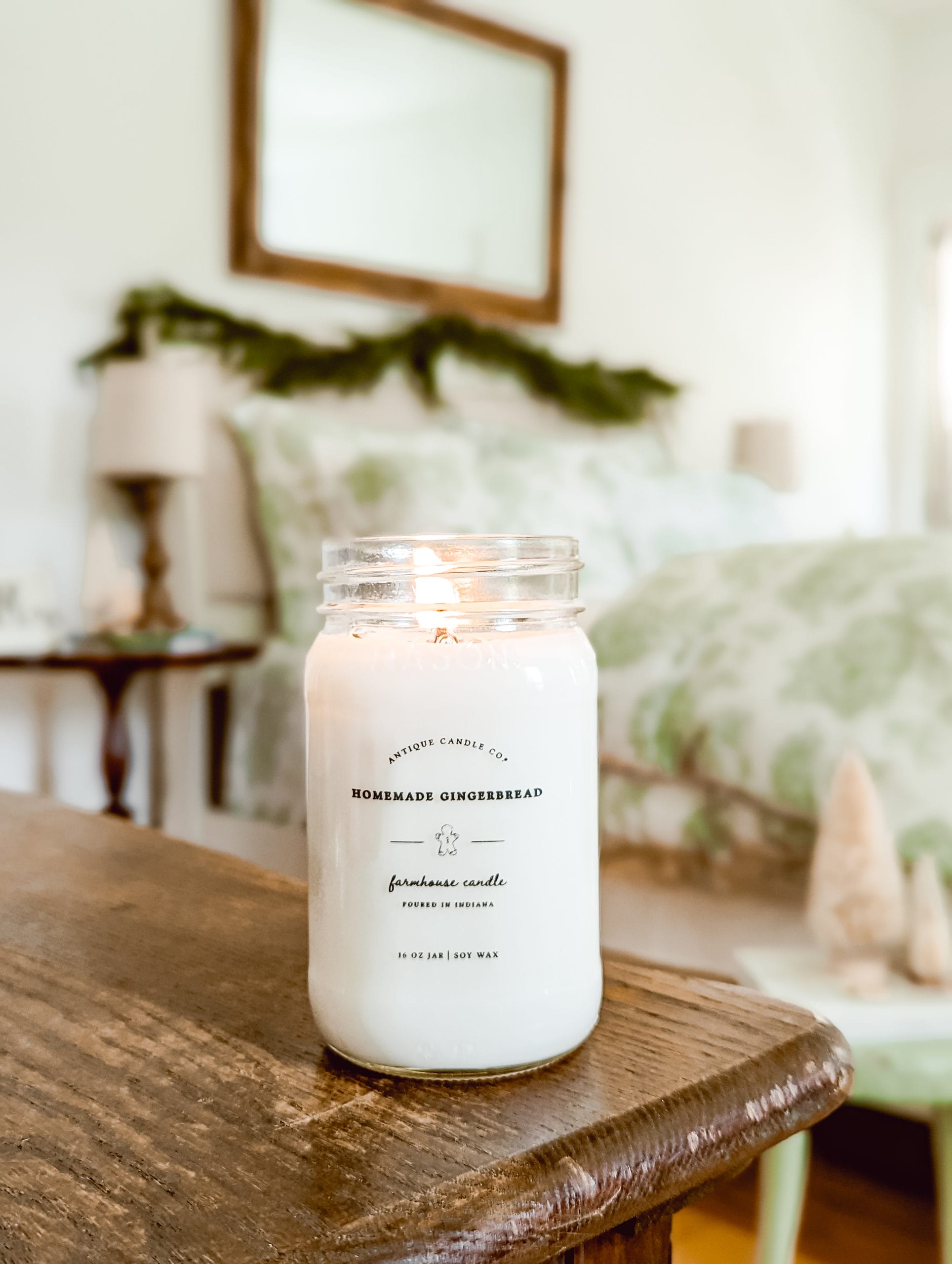 natural soy gingerbread scented candle in a mason jar from Antique Candle Co