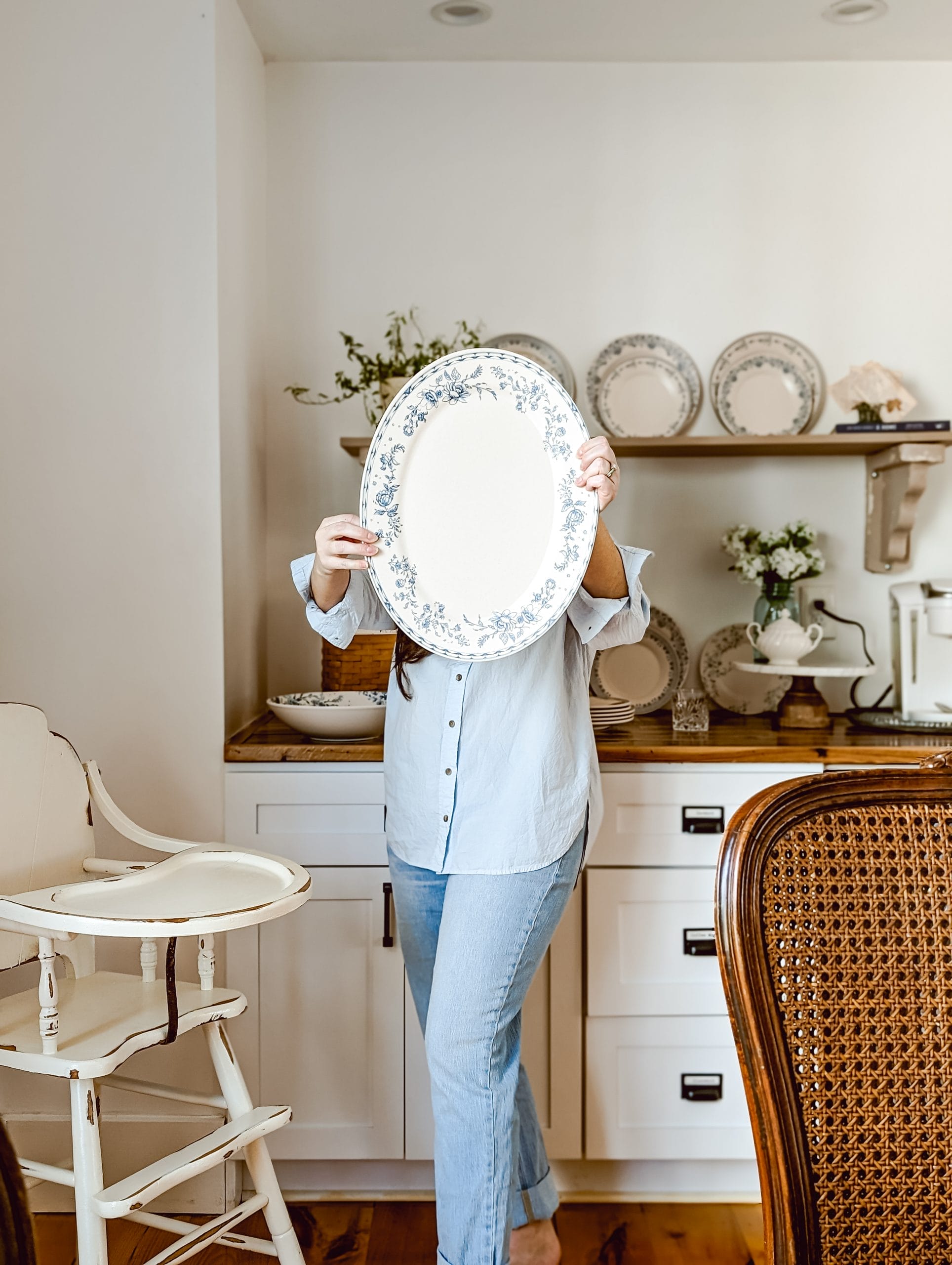 holding a large platter in front of my face