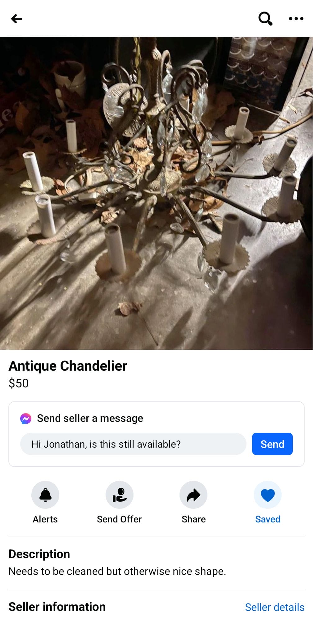 antique brass chandelier for sale on Facebook Marketplace