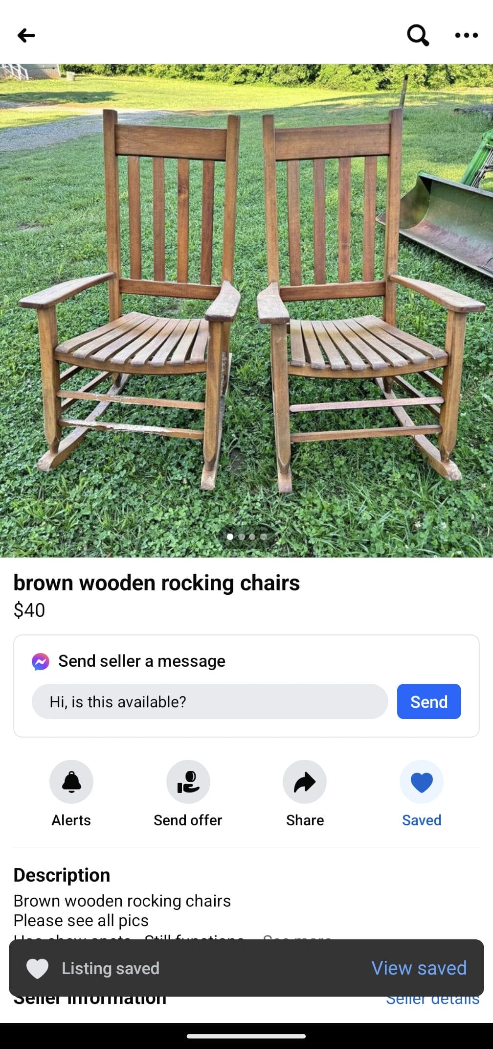 wooden rocking chairs for sale on Facebook Marketplace