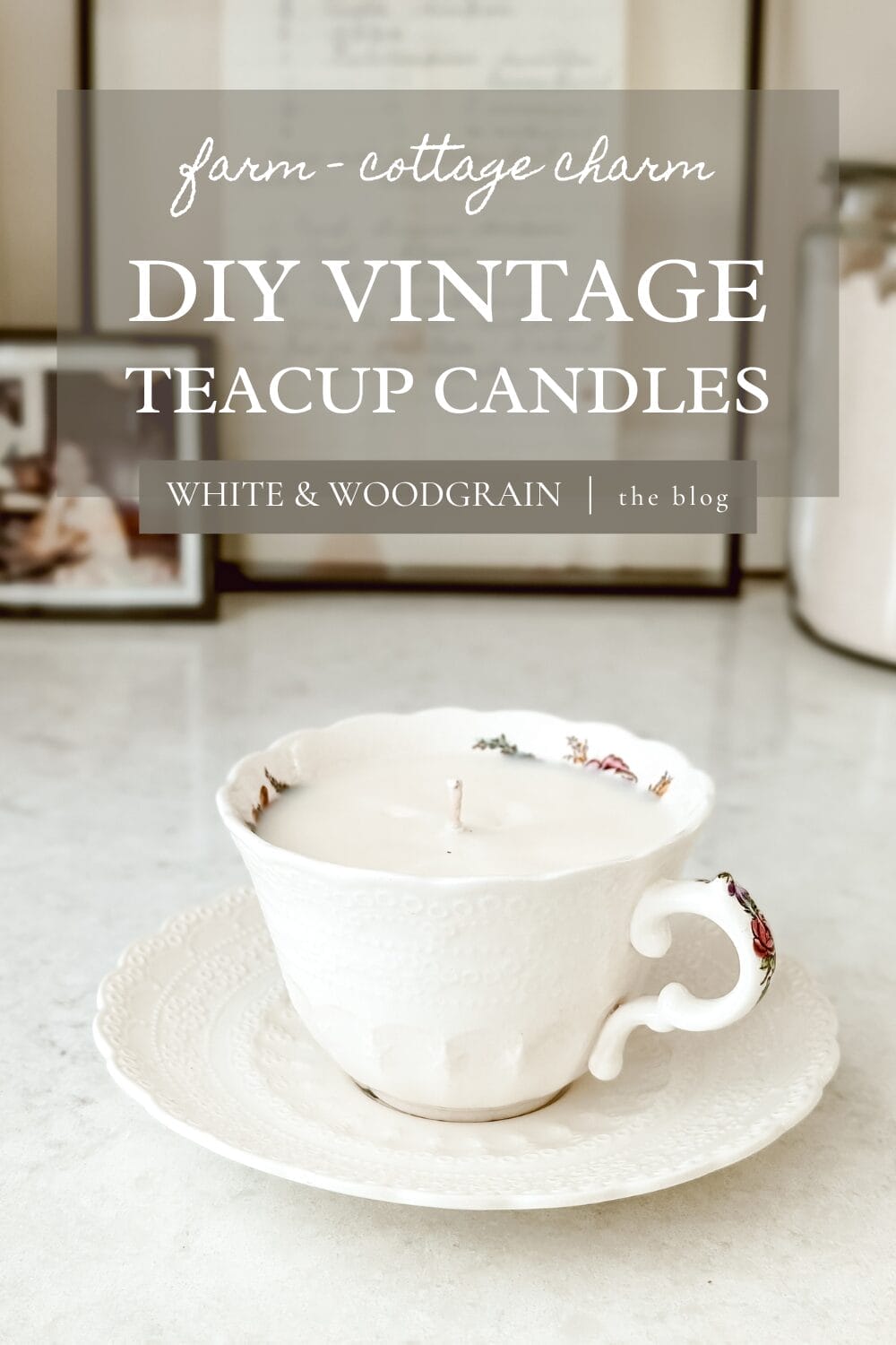 DIY vintage teacup candles by White and Woodgrain