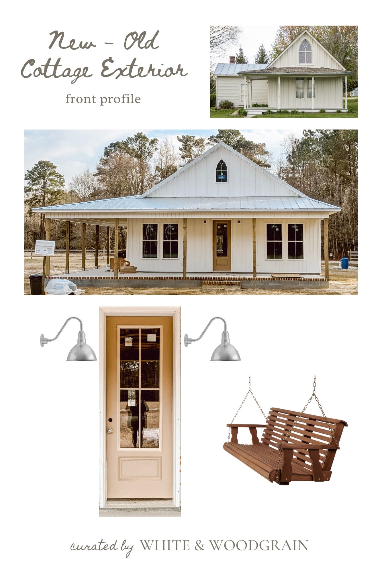 new old cottage exterior mood board with galvanized lights from Barn Light Electric