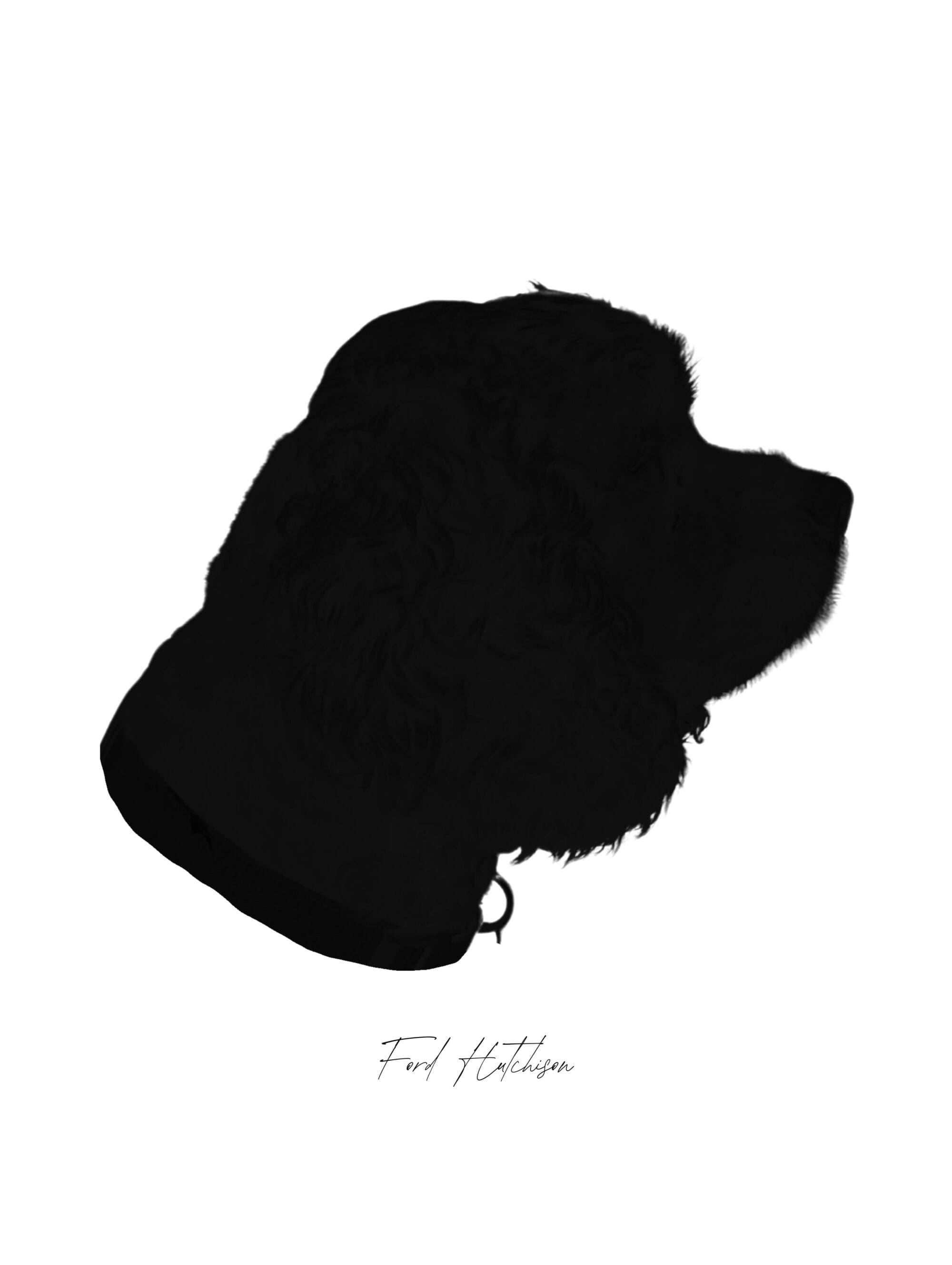 black and white dog silhouette art portrait