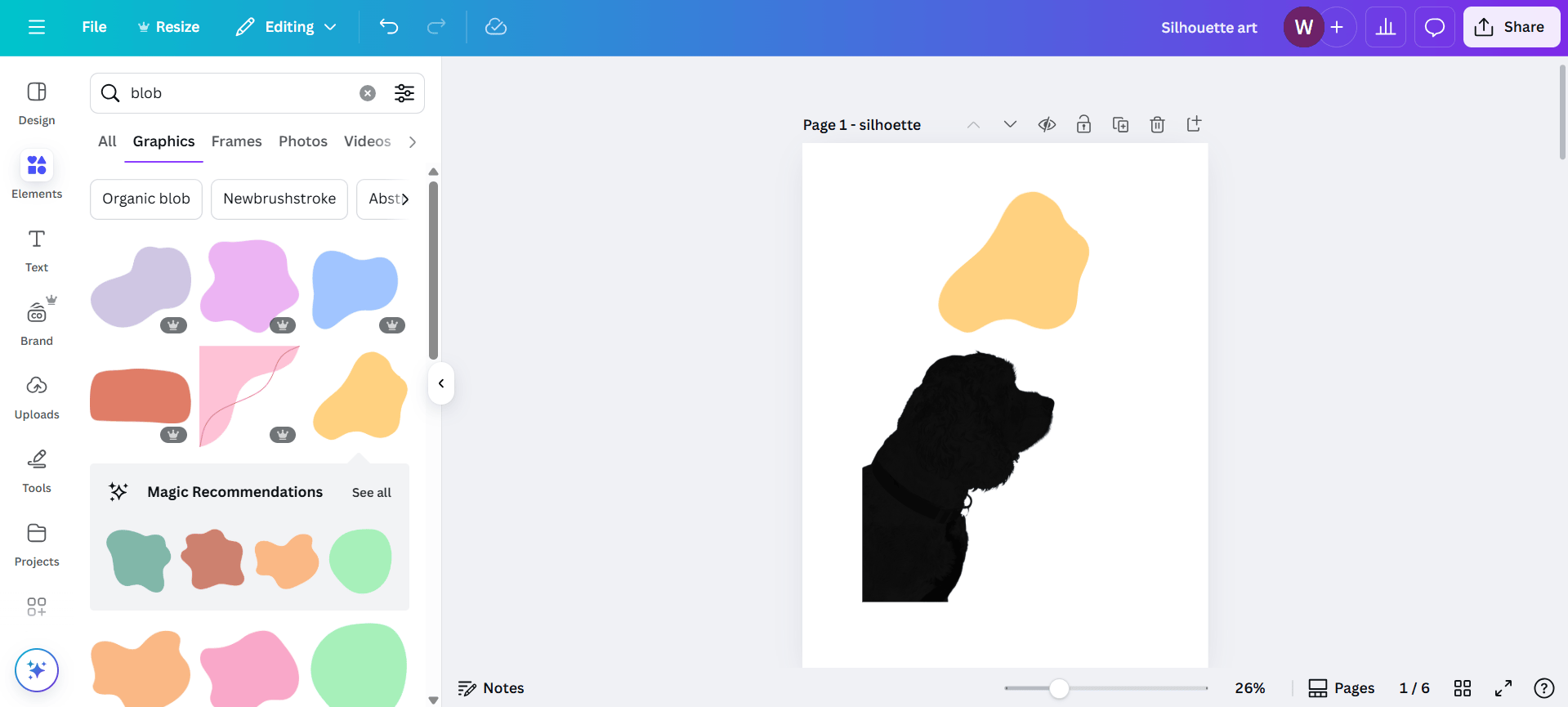 making a vintage dog silhouette portrait in canva