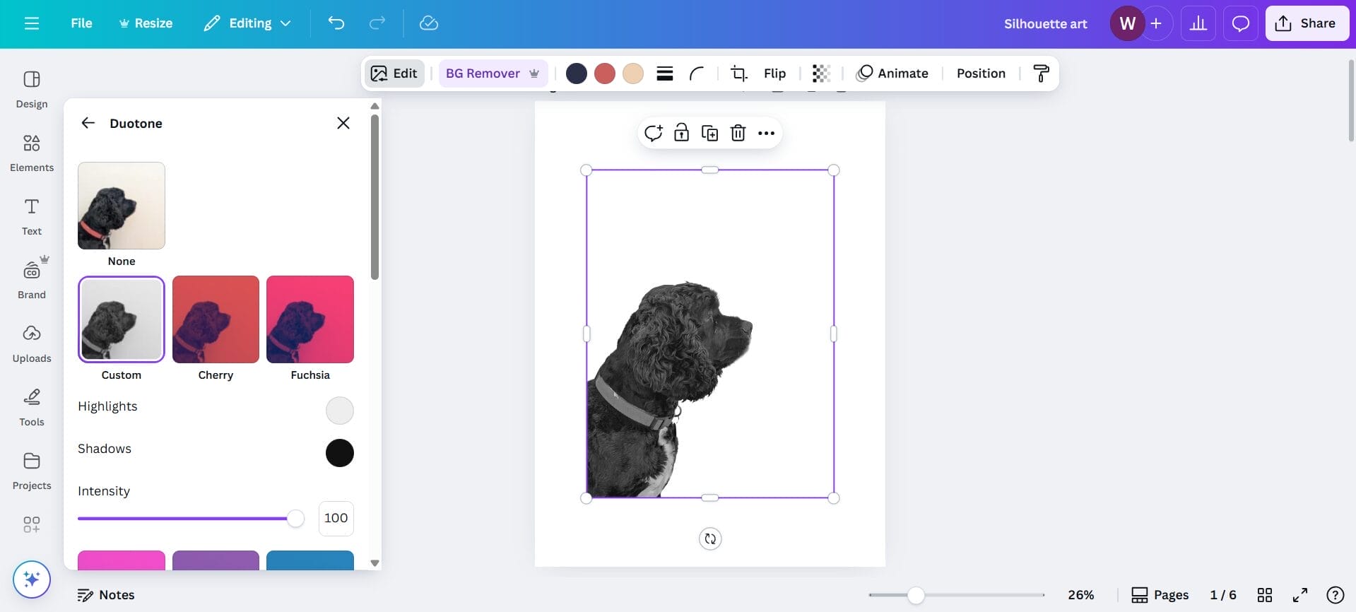 creating a DIY silhouette portrait from a photo in Canva