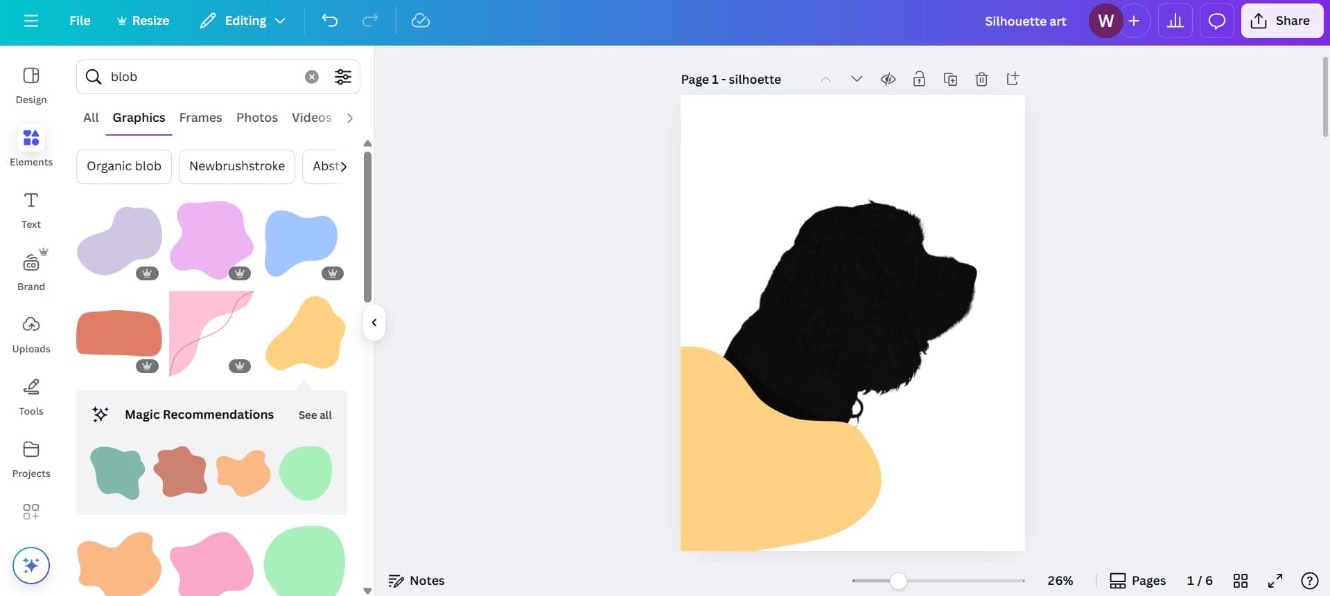 making a vintage dog silhouette portrait in canva