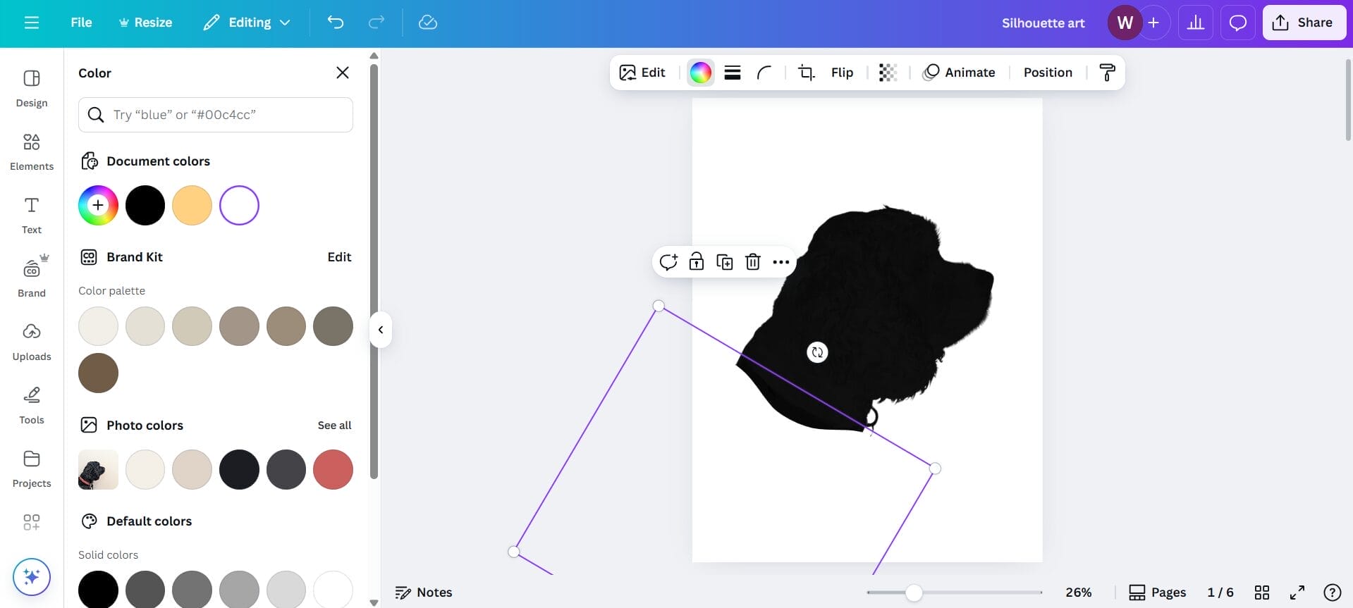 making a DIY dog silhouette portrait in canva