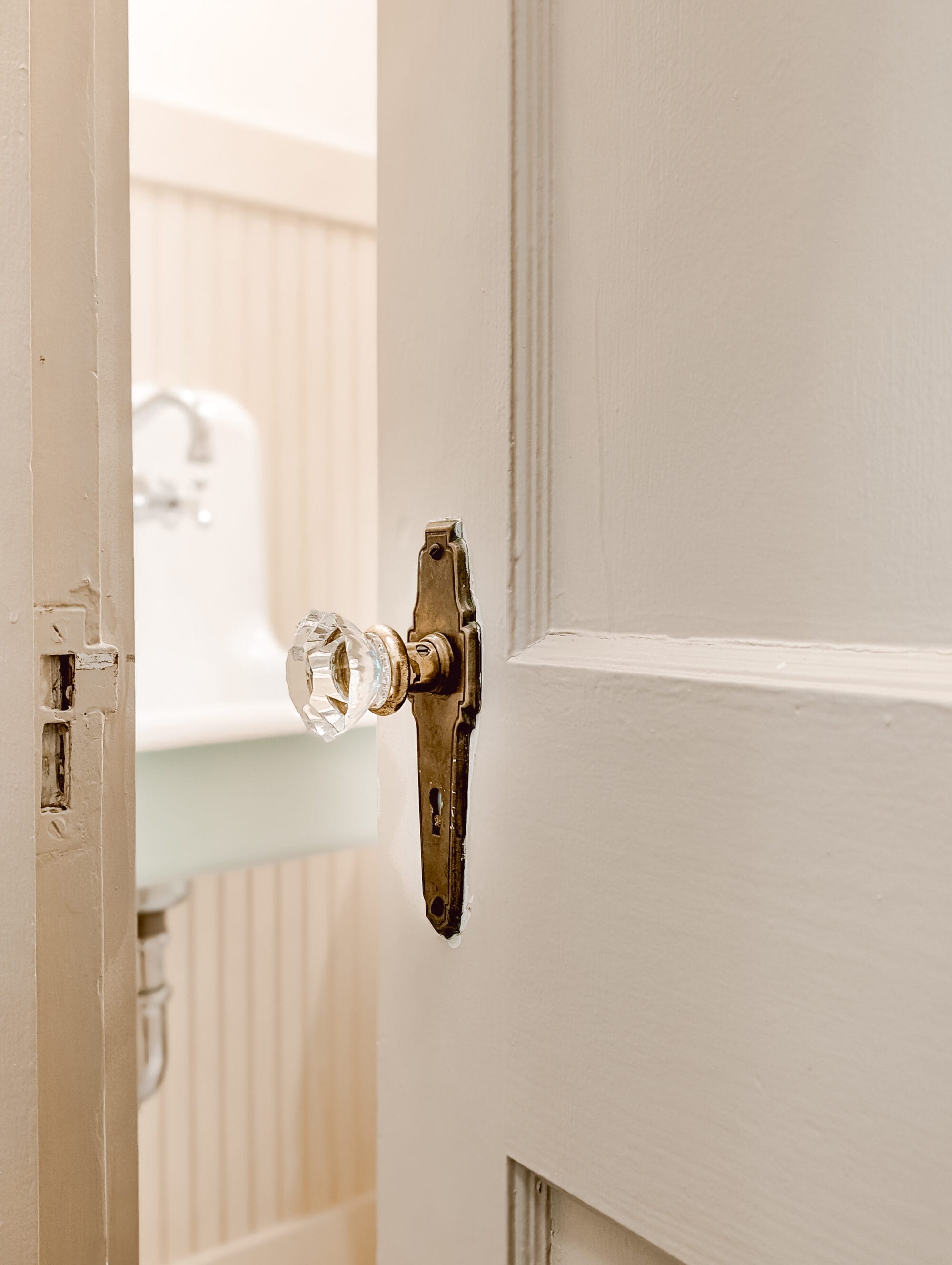 antique brass and crystal door knob from a 1920's salvaged door
