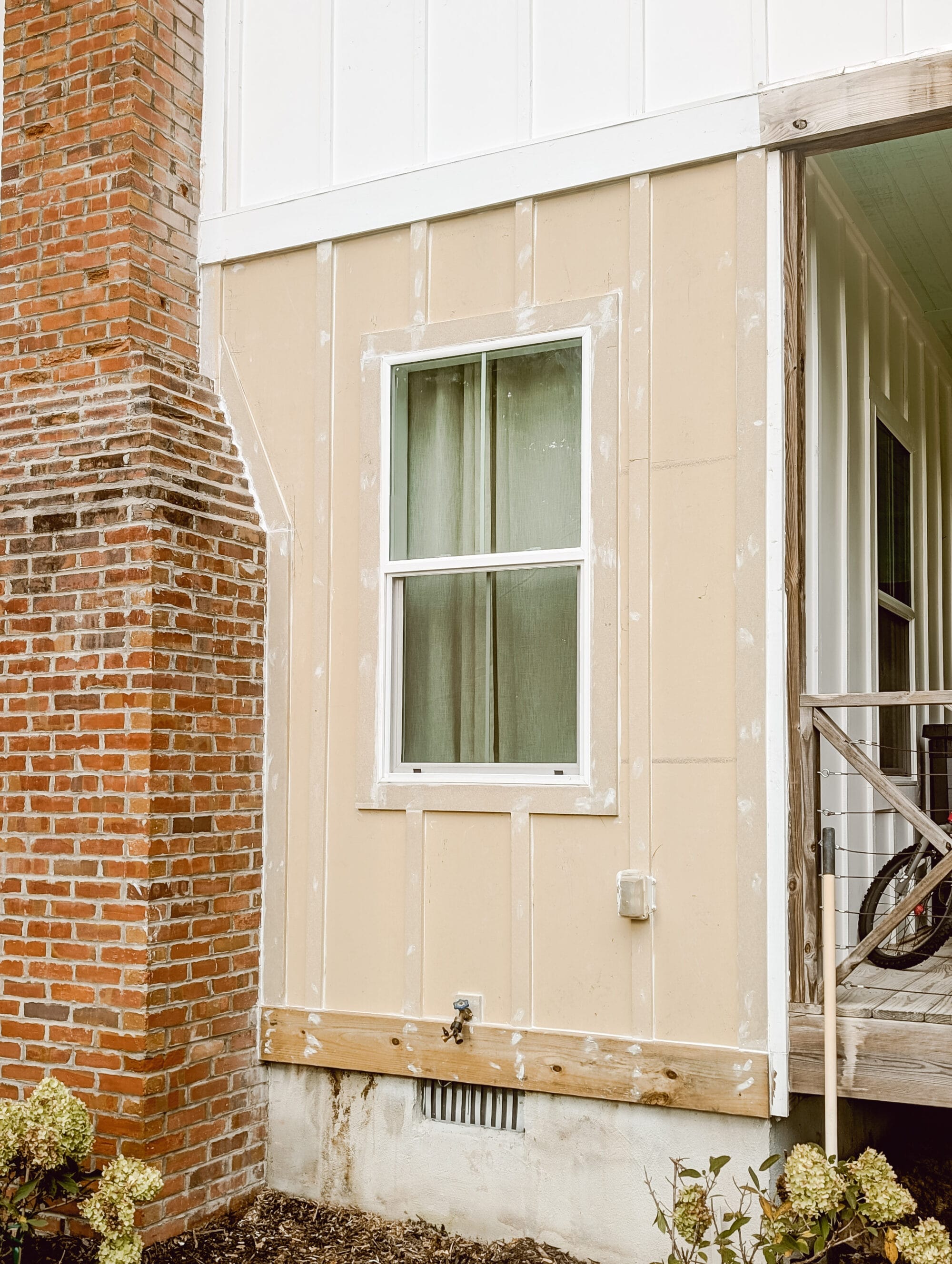 new board and batten siding before paint
