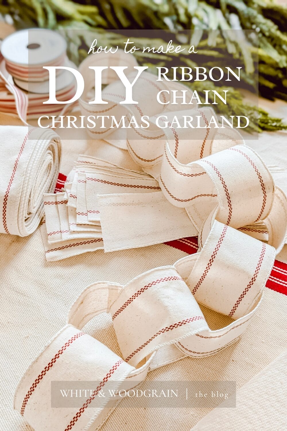 how to make a DIY ribbon chain Christmas garland