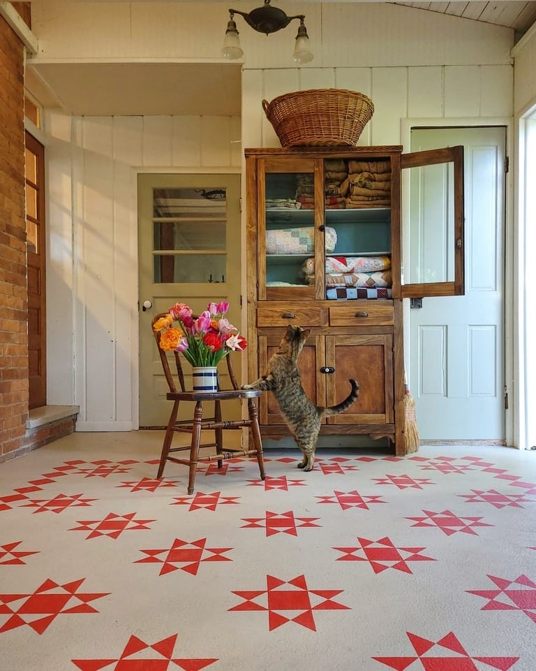 honinghuff acres ohio star quilt block patterned painted floors